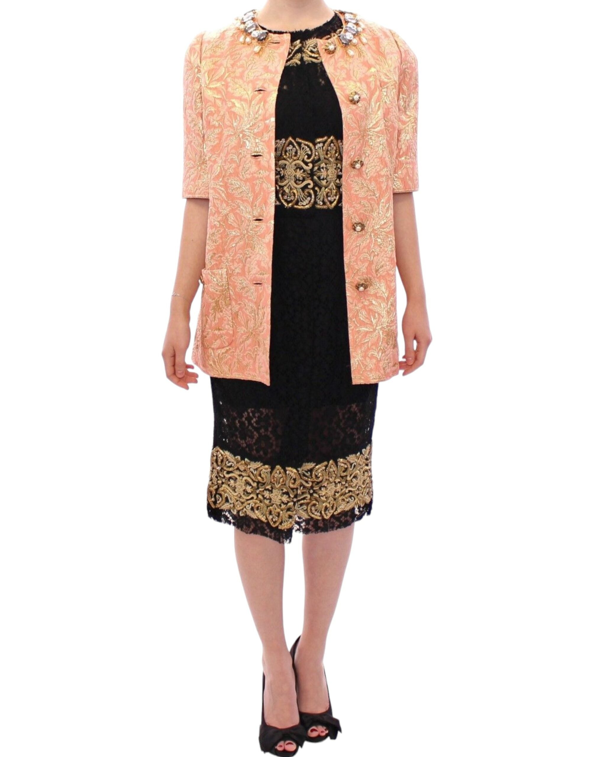 Exclusive Crystal Brocade Coat Jacket - ventzia