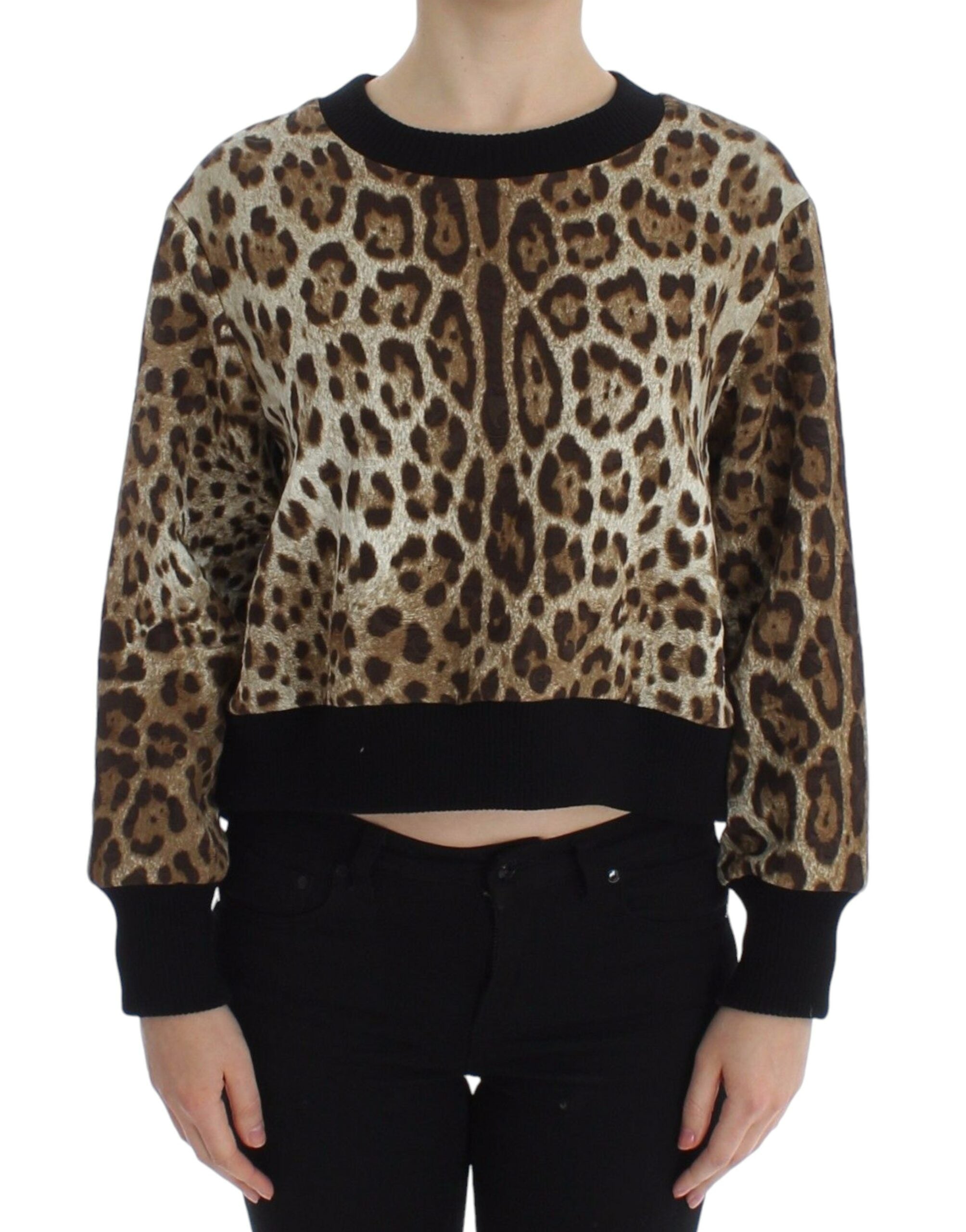 Elegant Leopard Print Short Sweater Top - ventzia