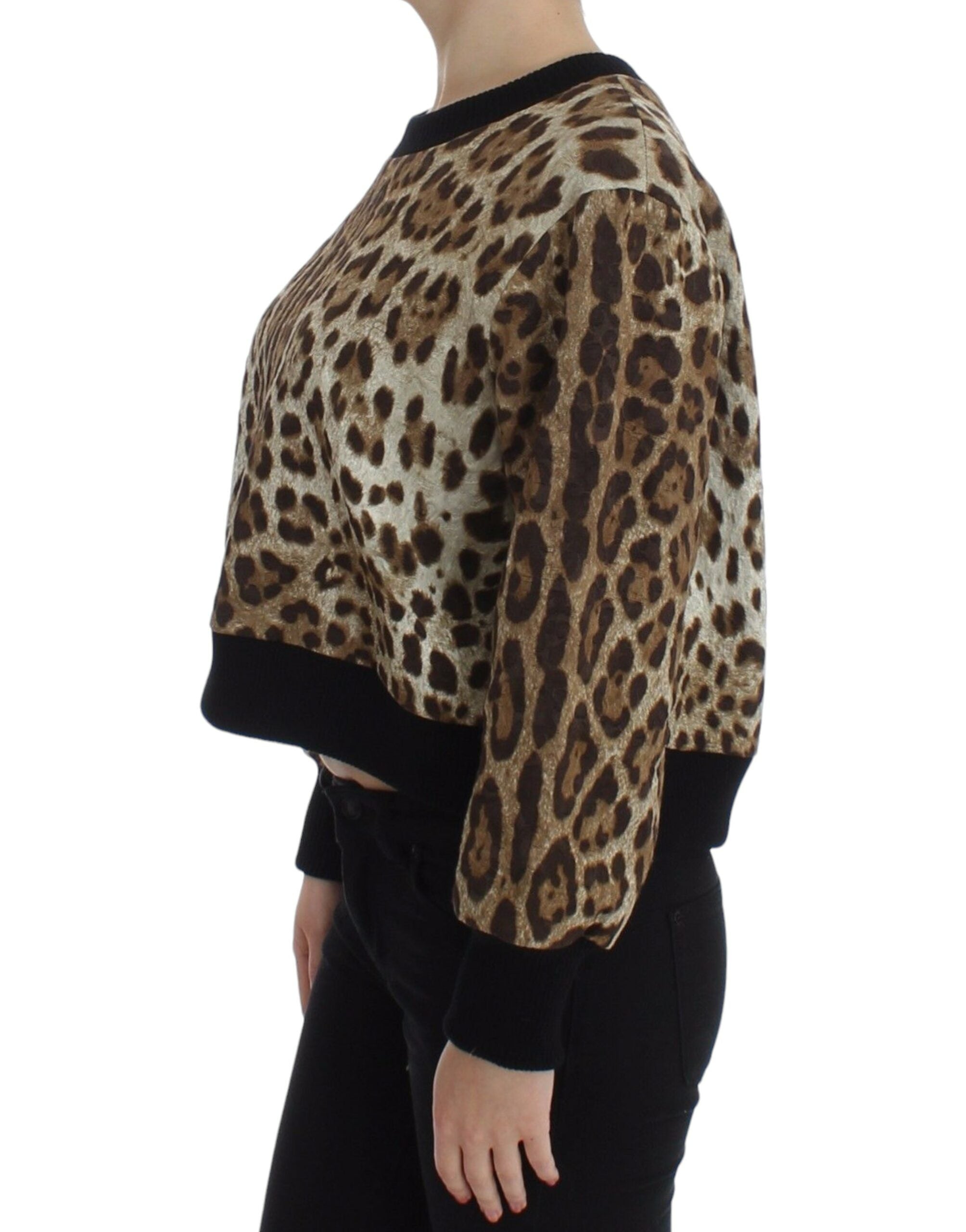 Elegant Leopard Print Short Sweater Top - ventzia