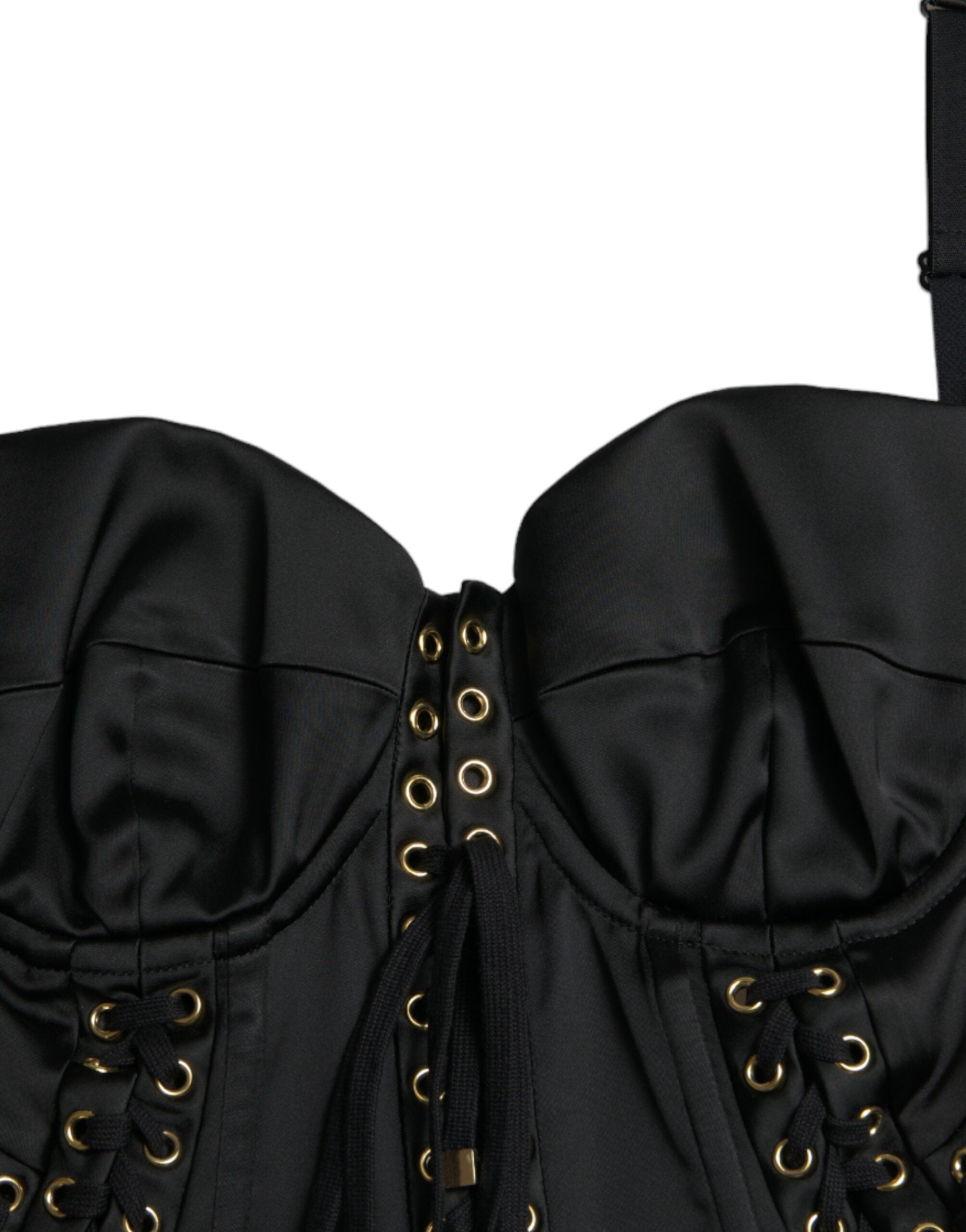 Black Bustier Corset Lace Bodycon Midi Dress - ventzia