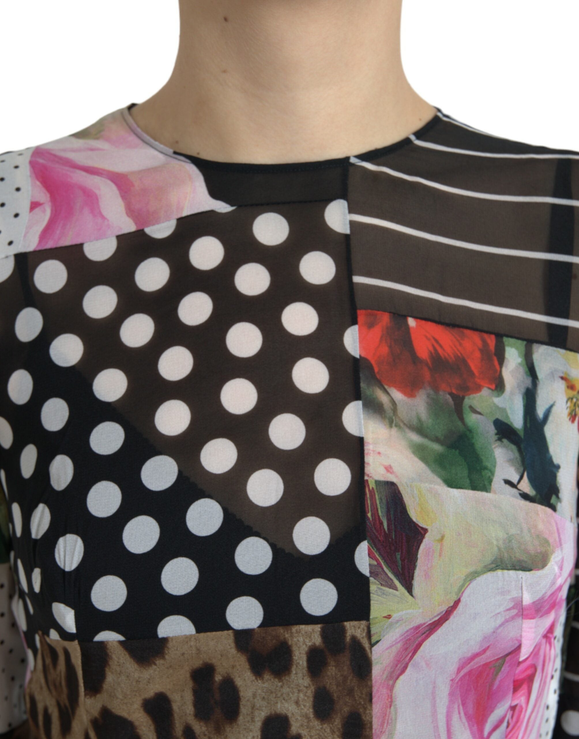 Multicolor Patchwork Floral Leopard Dress - ventzia