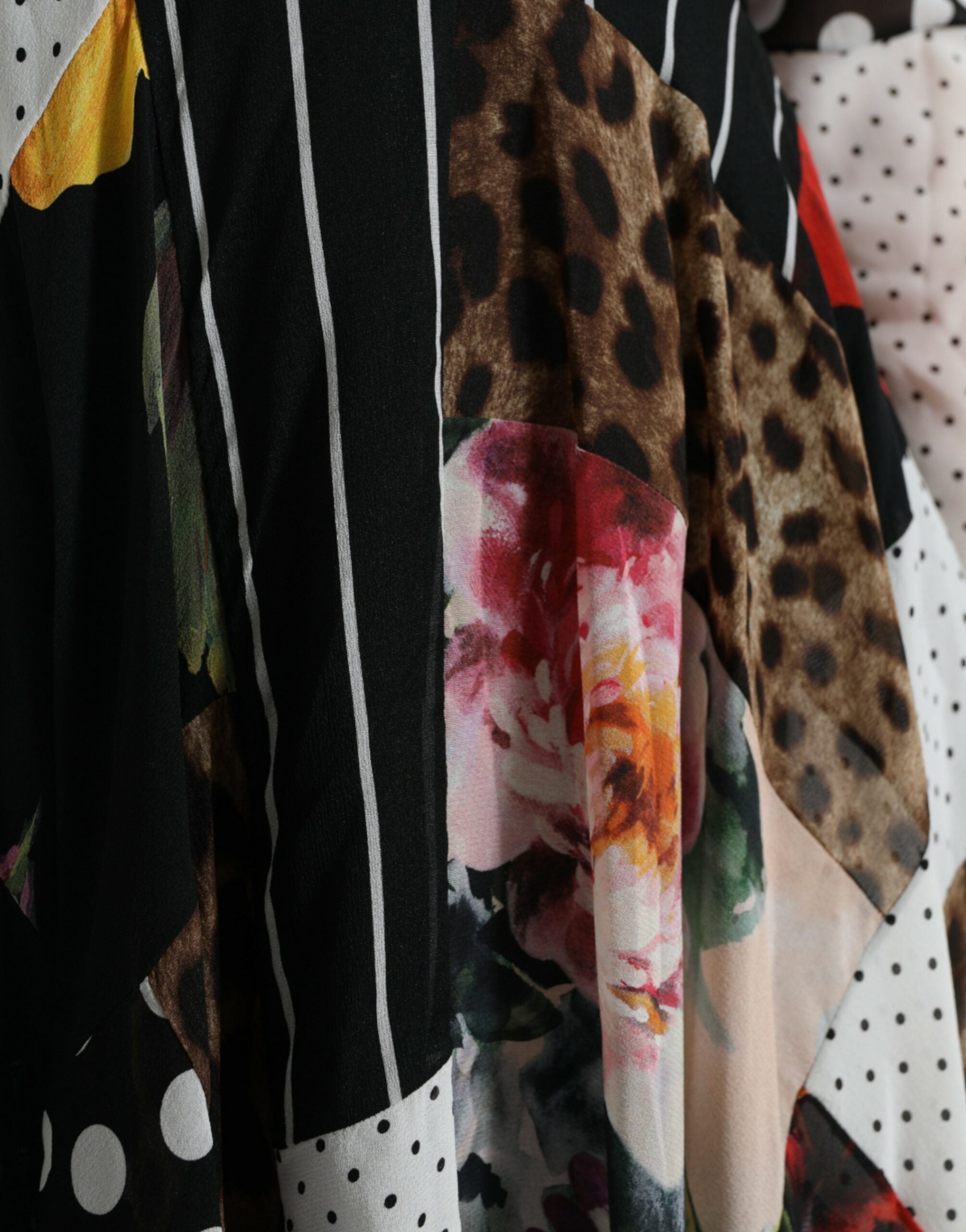 Multicolor Patchwork Floral Leopard Dress - ventzia