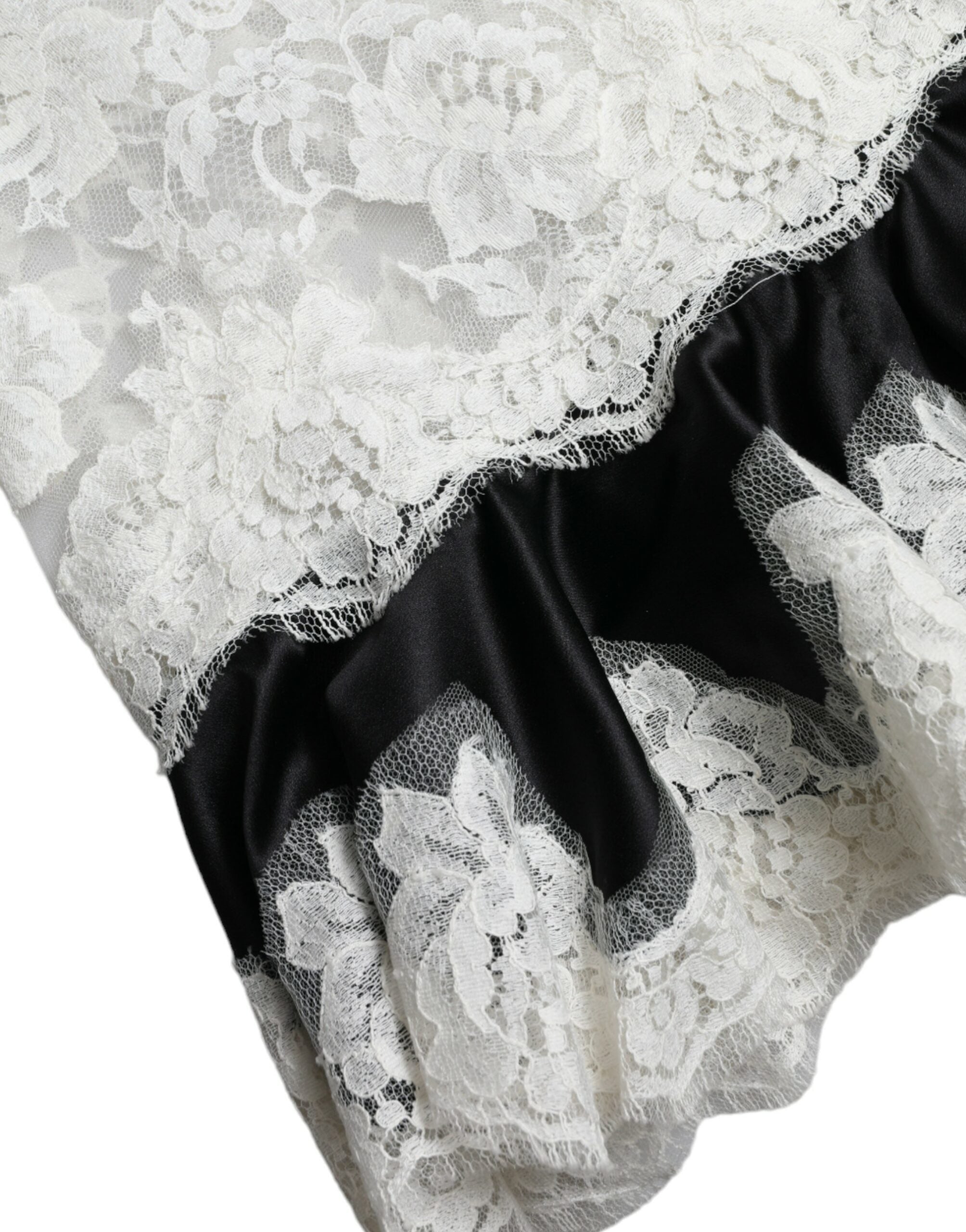 Black White Lace See Through A-Line Sleeveless Dress - ventzia
