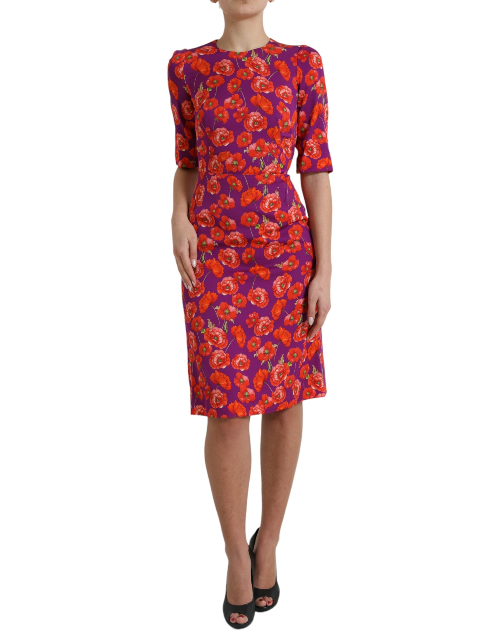 Multicolor Floral Poppy Print Sheath Dress - ventzia