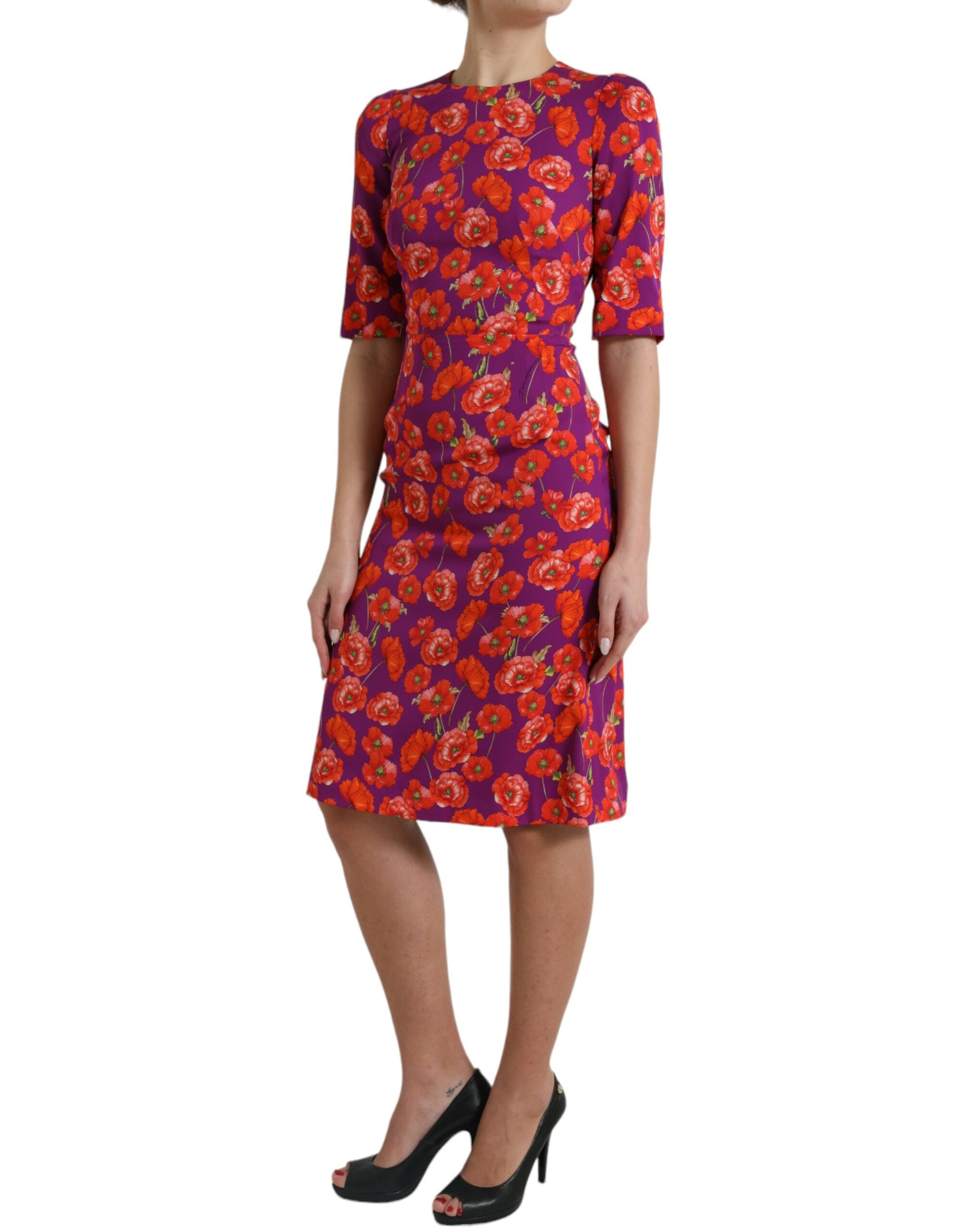 Multicolor Floral Poppy Print Sheath Dress - ventzia