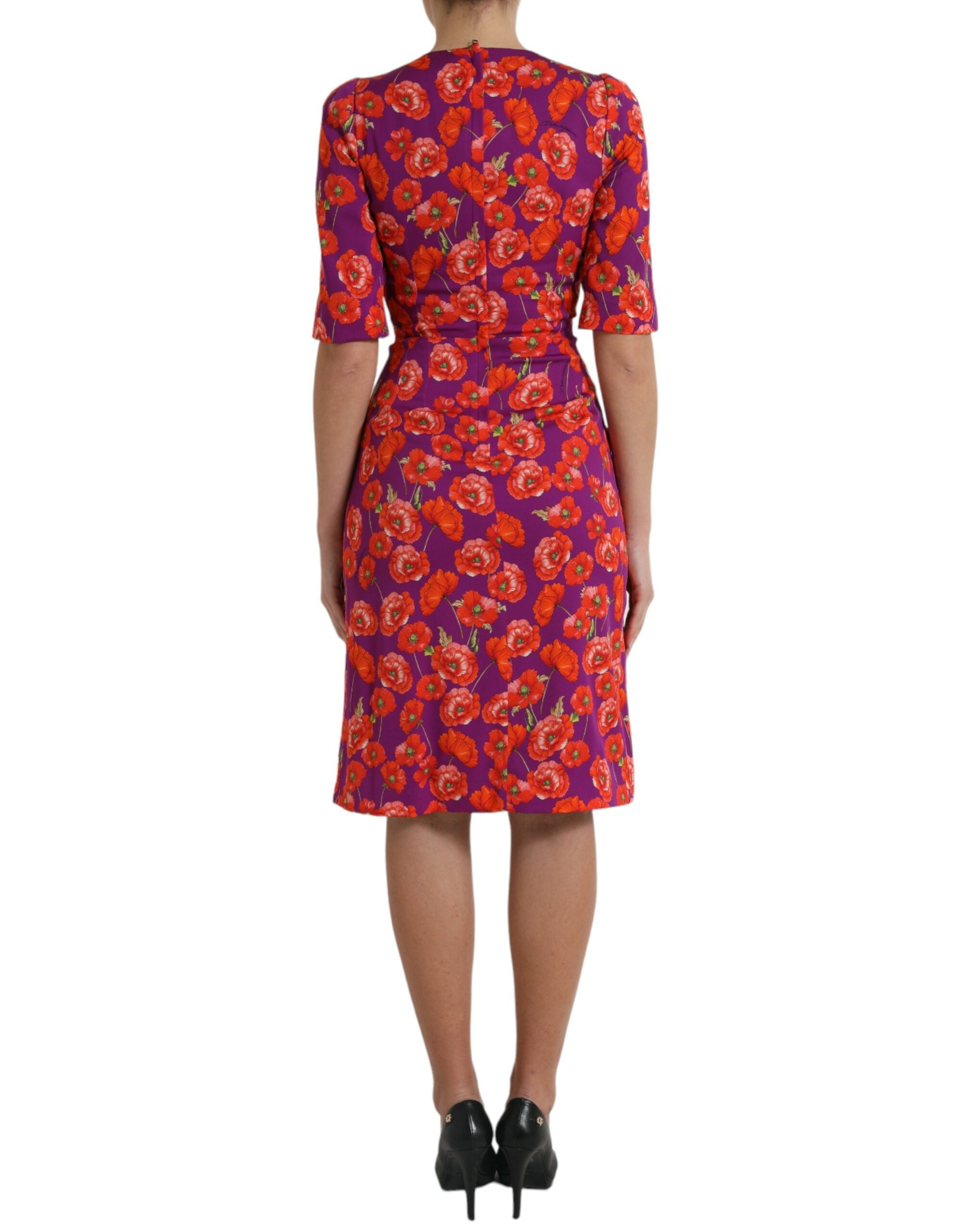 Multicolor Floral Poppy Print Sheath Dress - ventzia