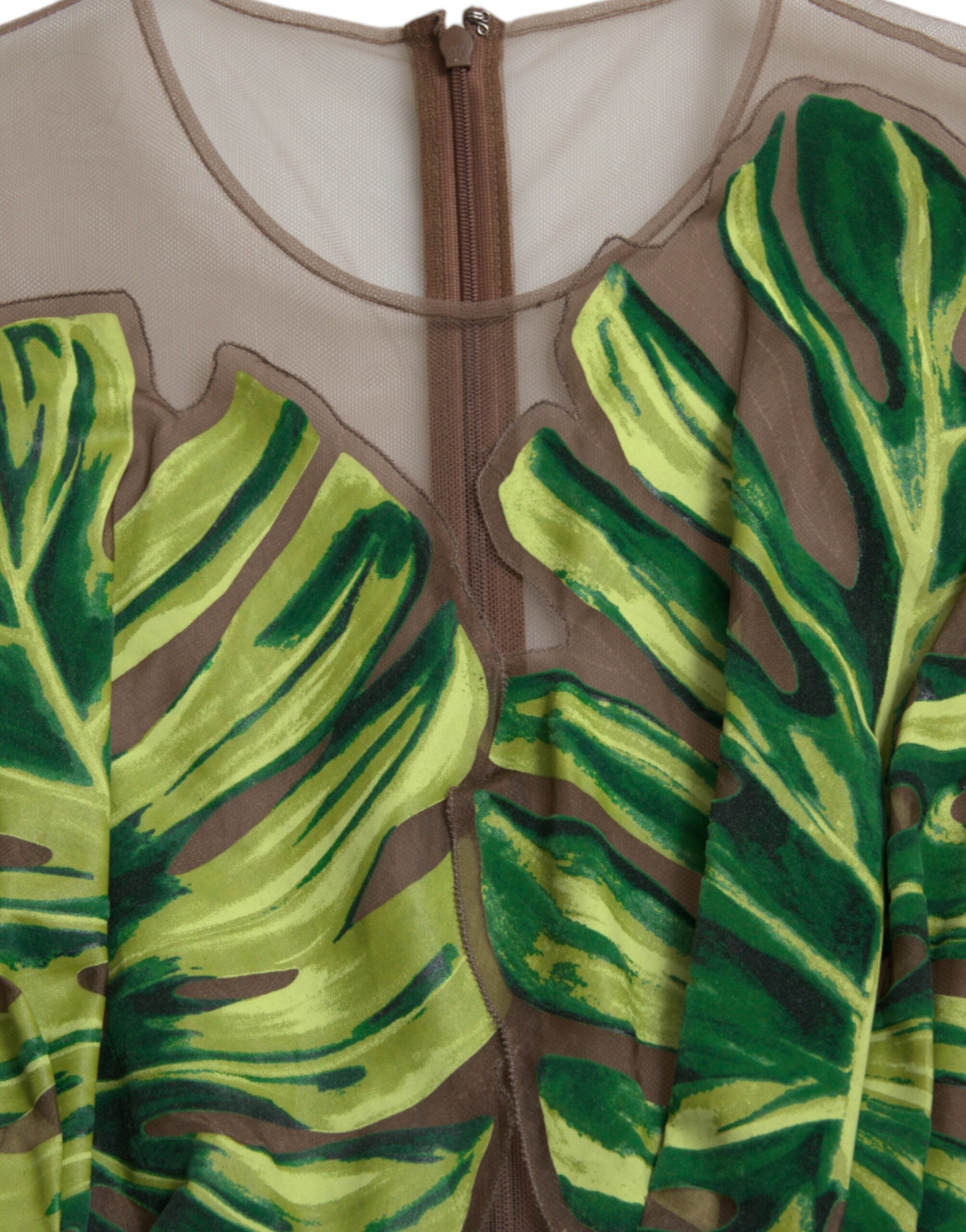 Green Banana Leaf Sleeveless Long Maxi Dress - ventzia