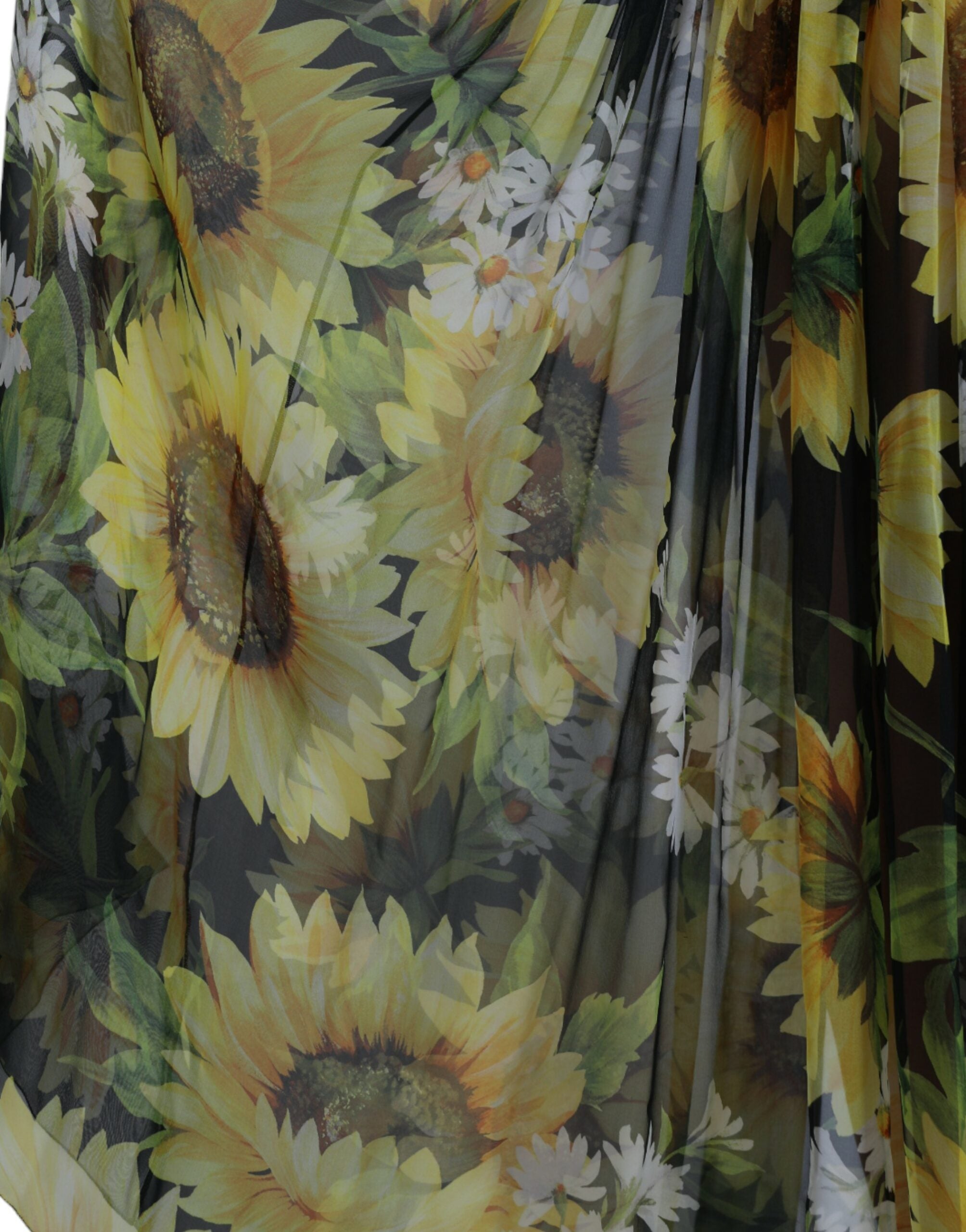 Black Sunflower A-line Pleated Maxi Dress - ventzia