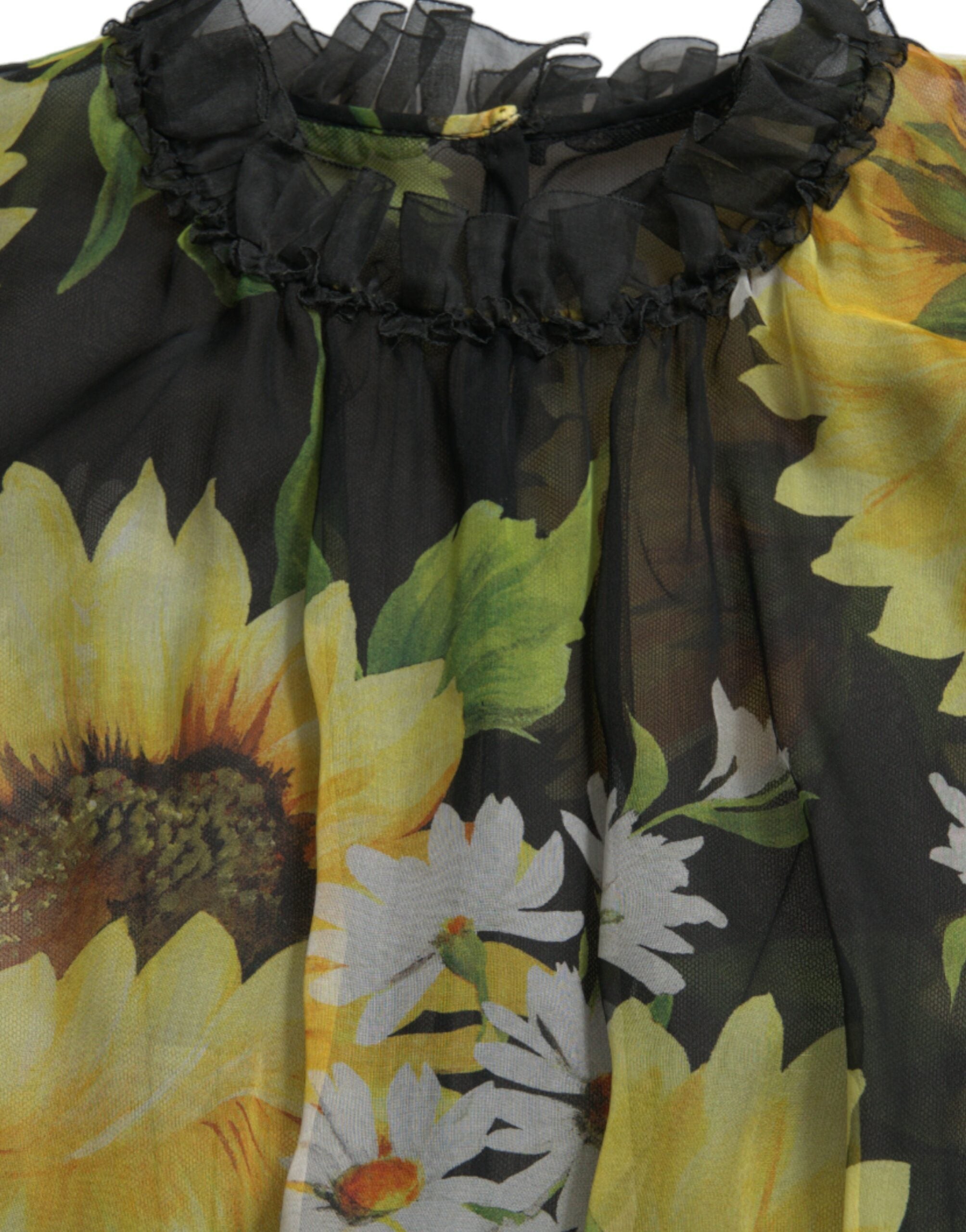 Black Sunflower A-line Pleated Maxi Dress - ventzia