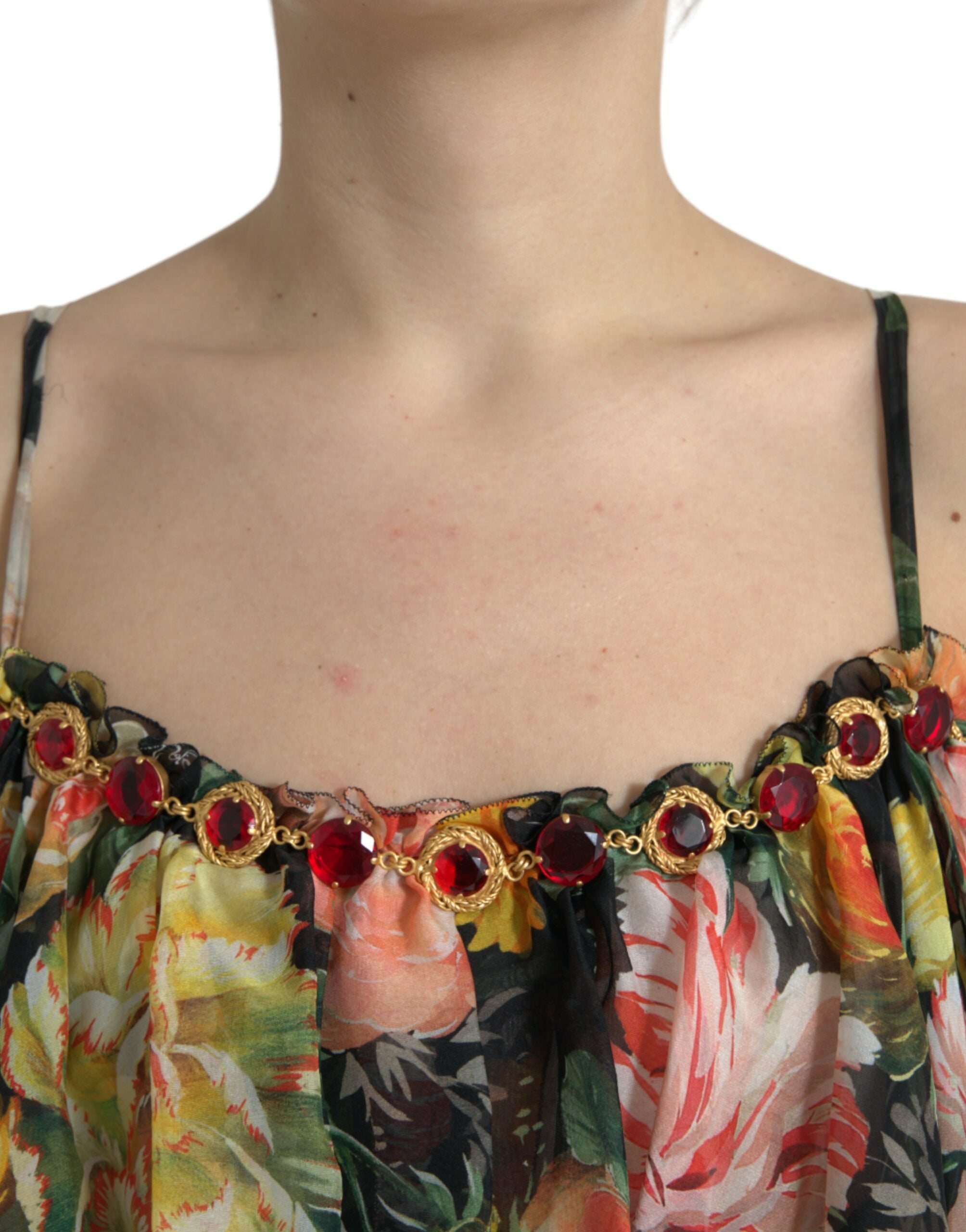 Multicolor Floral Chiffon Tiered Maxi Dress - ventzia
