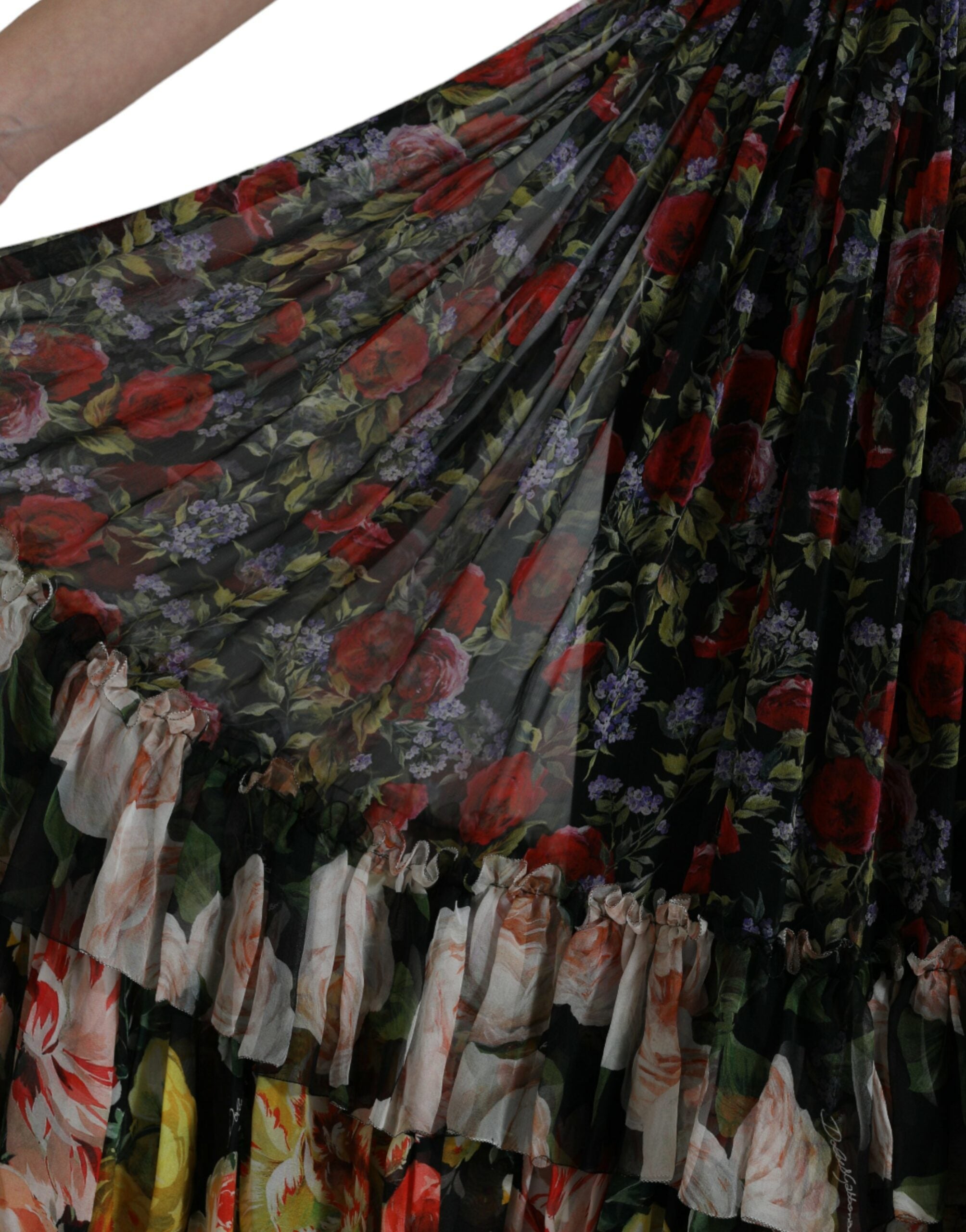 Multicolor Floral Chiffon Tiered Maxi Dress - ventzia