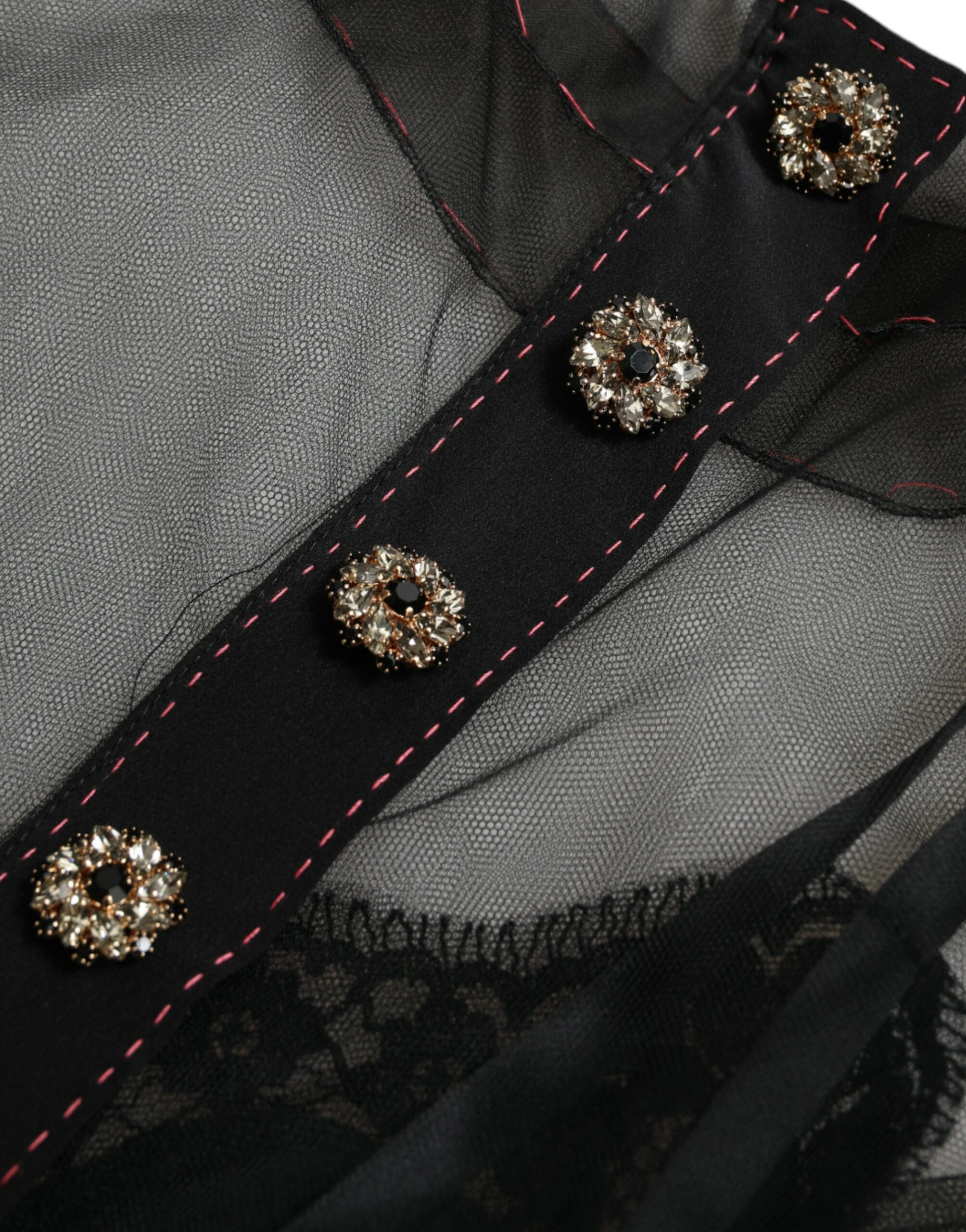 Black Floral Embroidery Mesh Tulle Gown Dress - ventzia