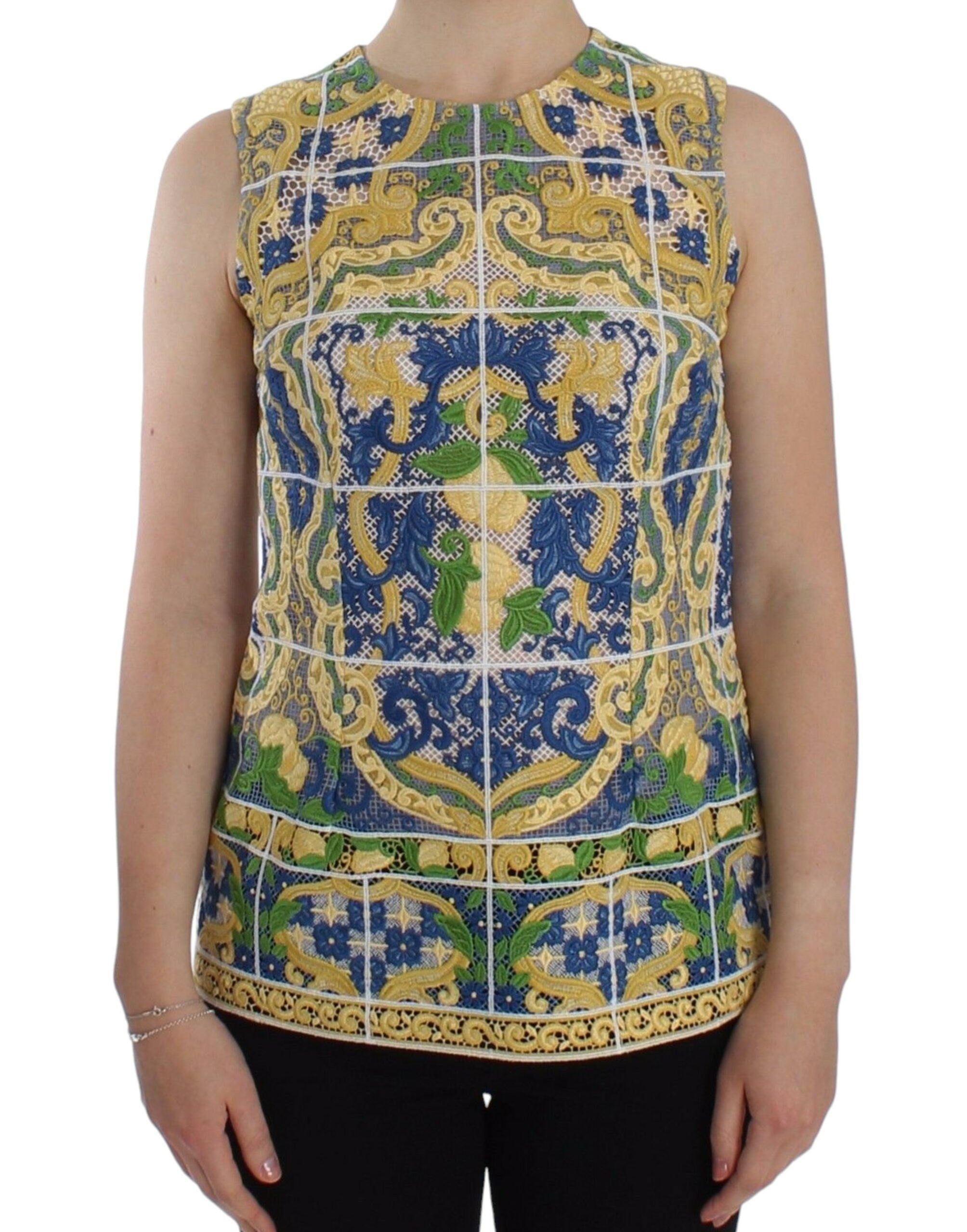 Majolica Embroidered Sleeveless Elegance - ventzia