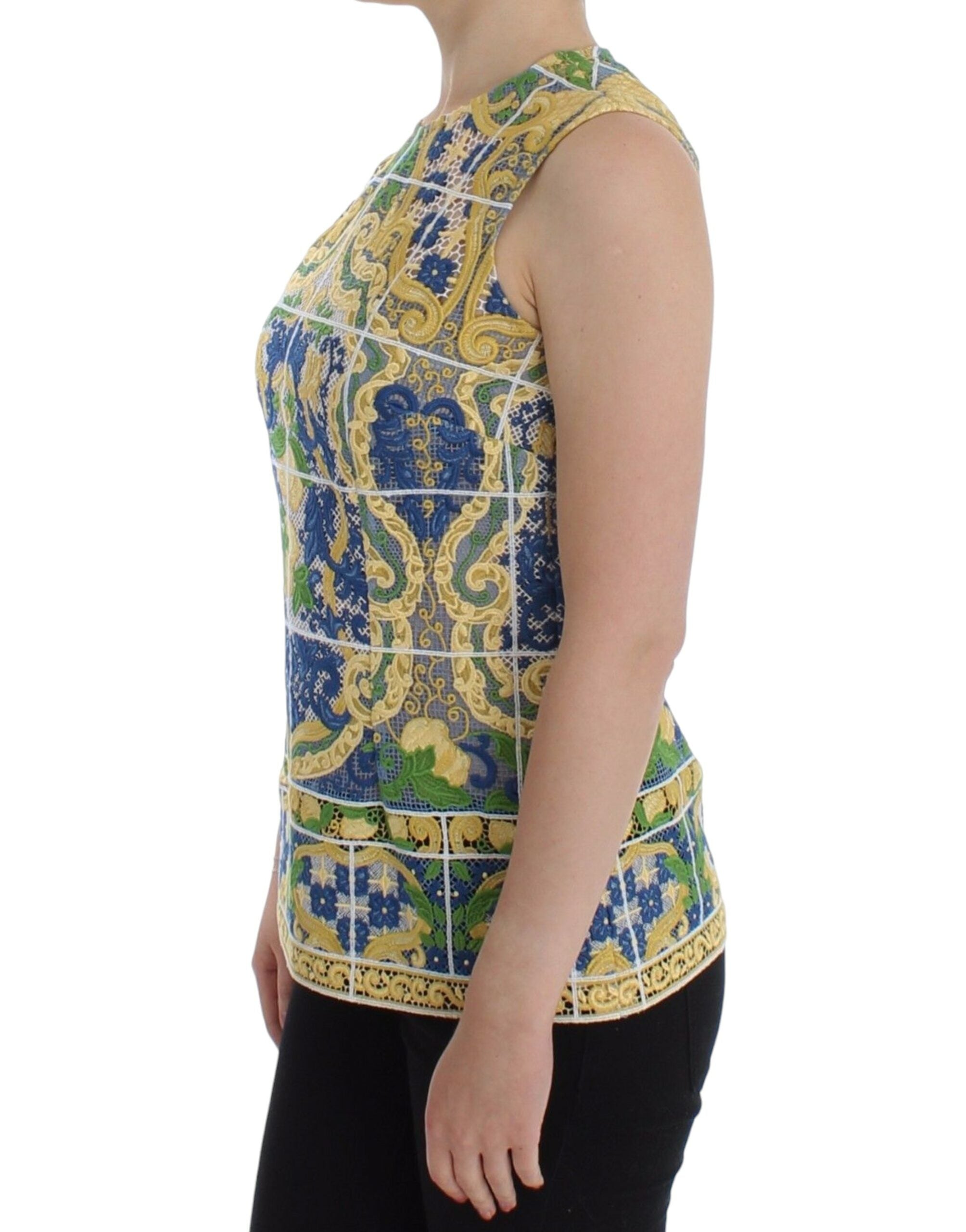 Majolica Embroidered Sleeveless Elegance - ventzia