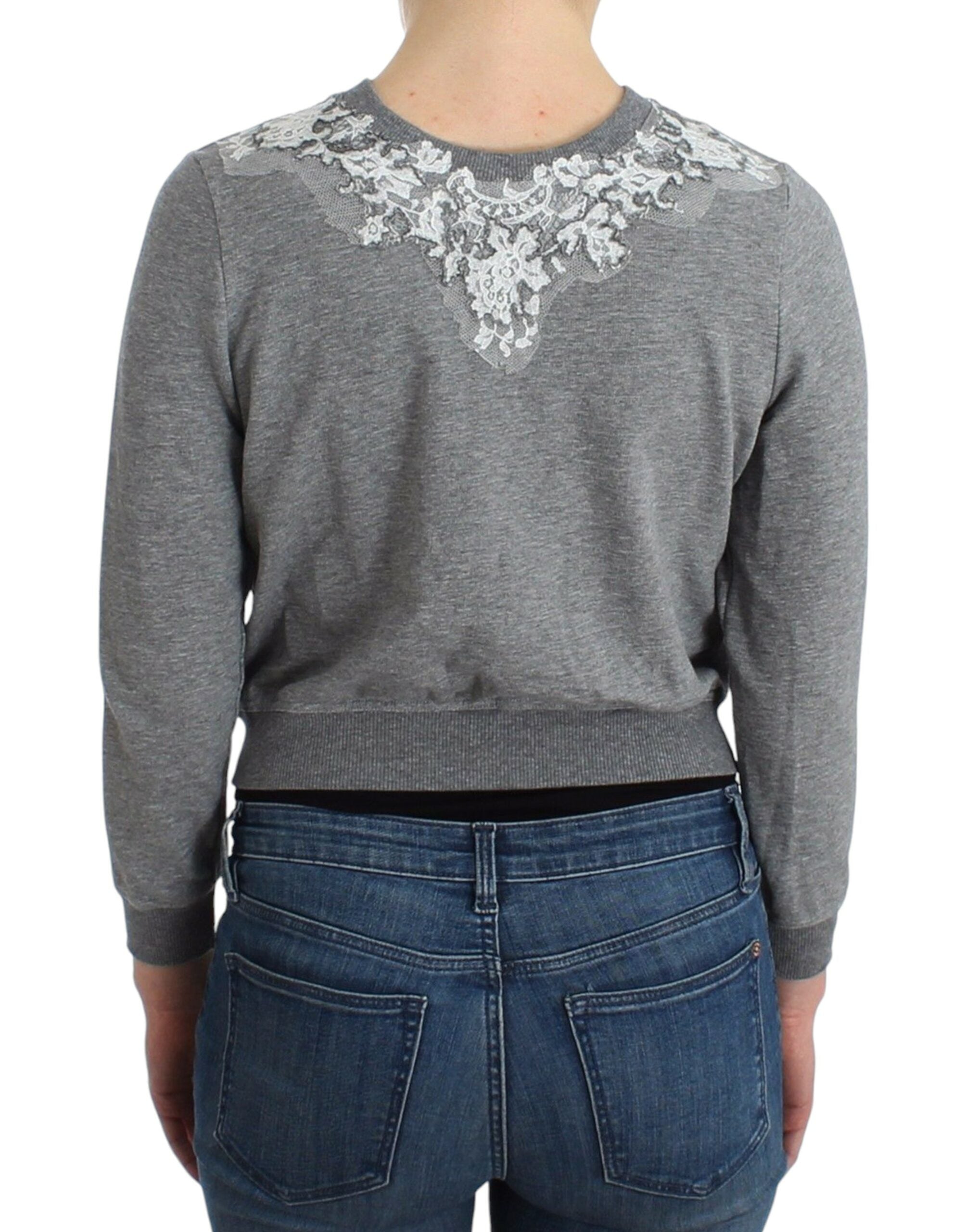 Chic Gray Cotton Blend Short Cardigan - ventzia