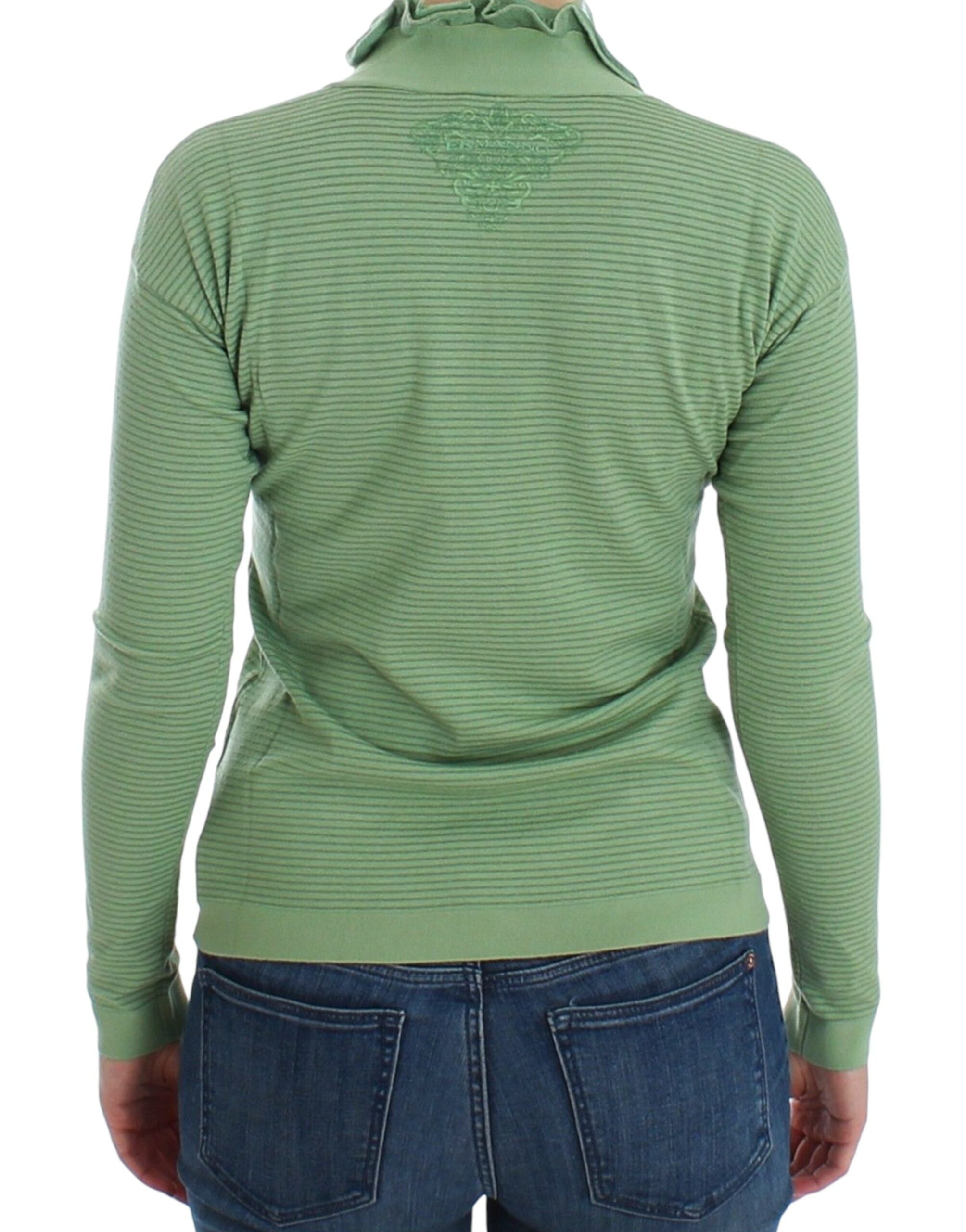 Elegant Green Striped Wool Blend Sweater - ventzia