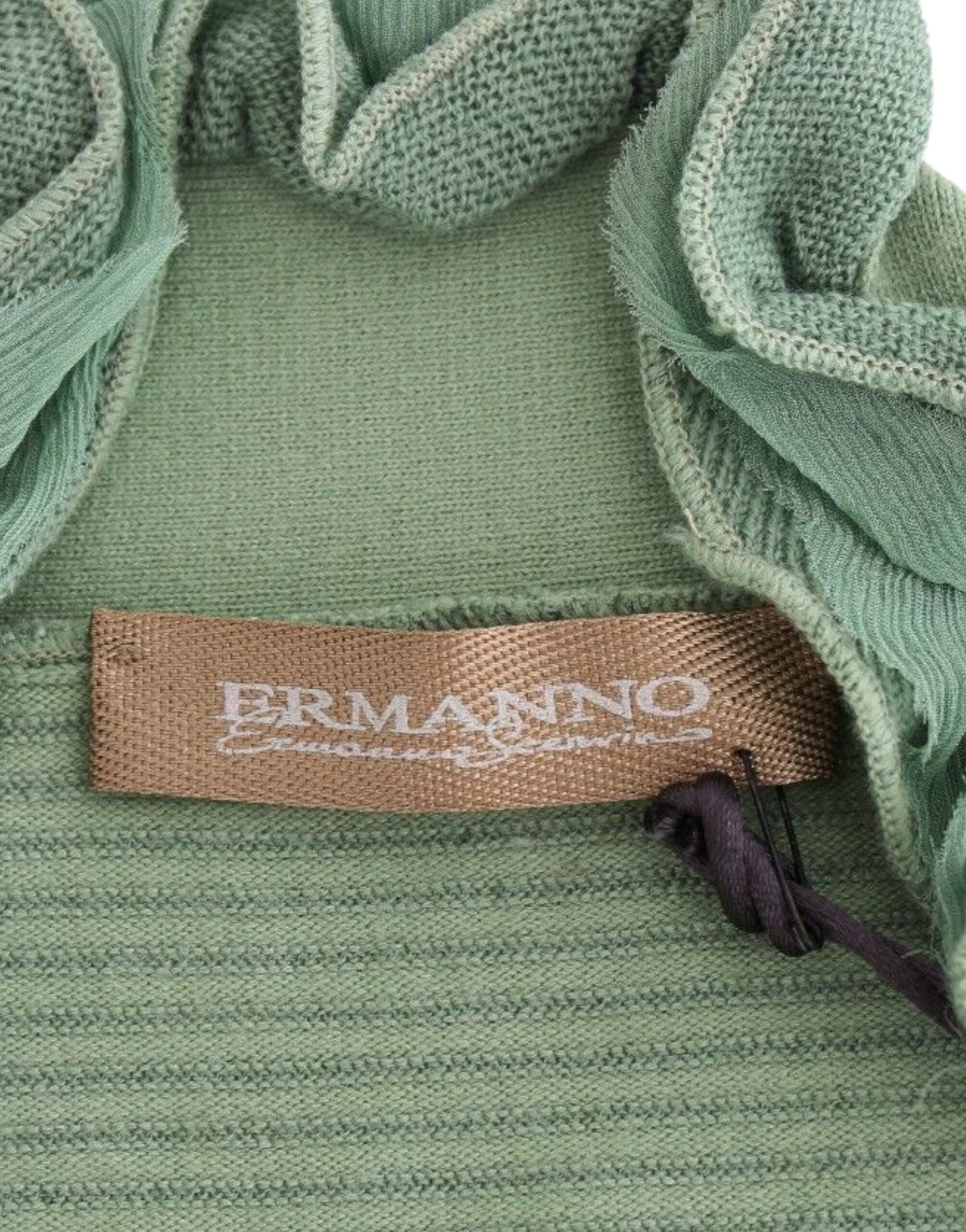 Elegant Green Striped Wool Blend Sweater - ventzia