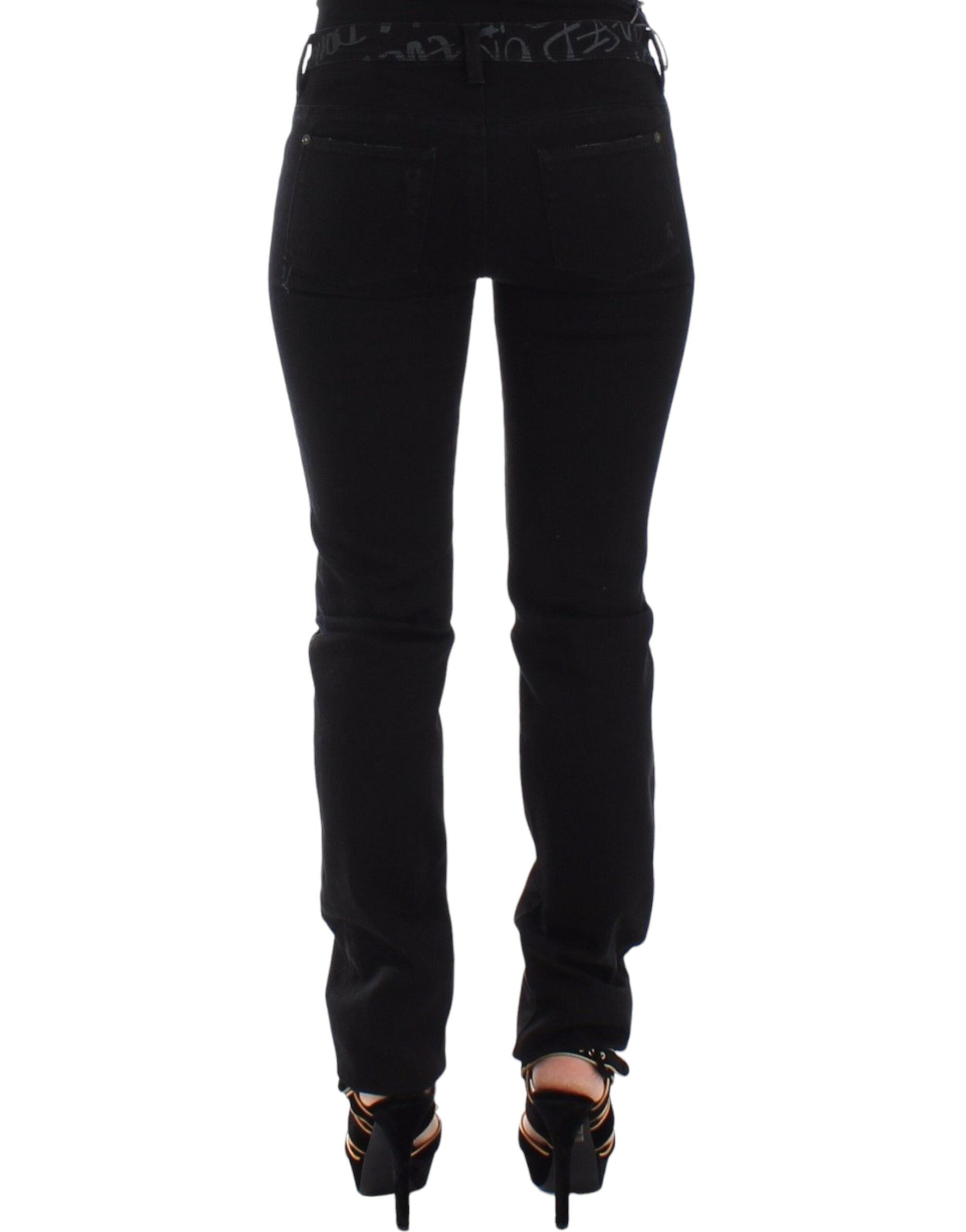 Chic Black Skinny Statement Jeans - ventzia