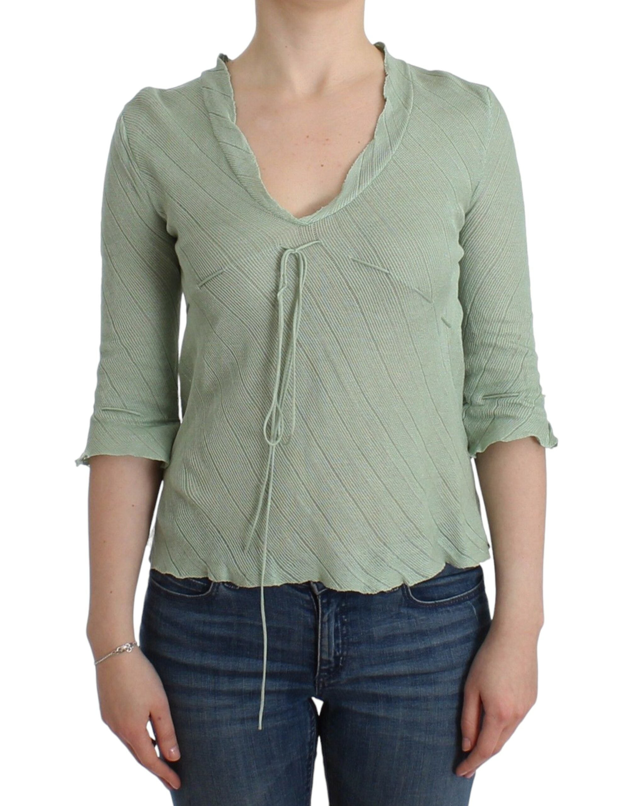 Chic Green Knitted Top – Ethereal Elegance - ventzia