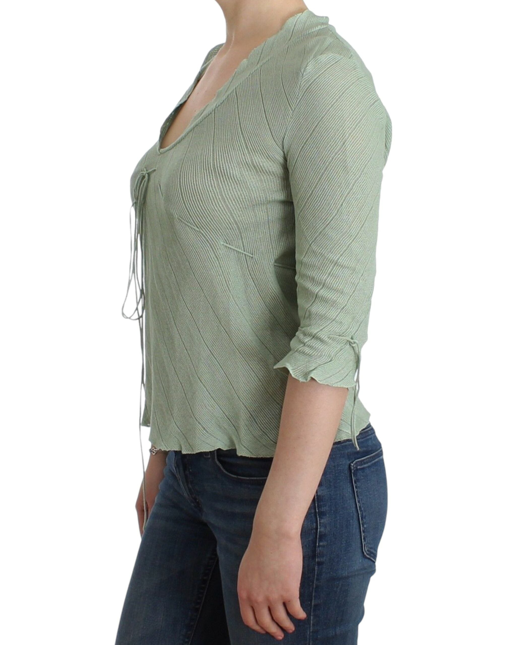 Chic Green Knitted Top – Ethereal Elegance - ventzia