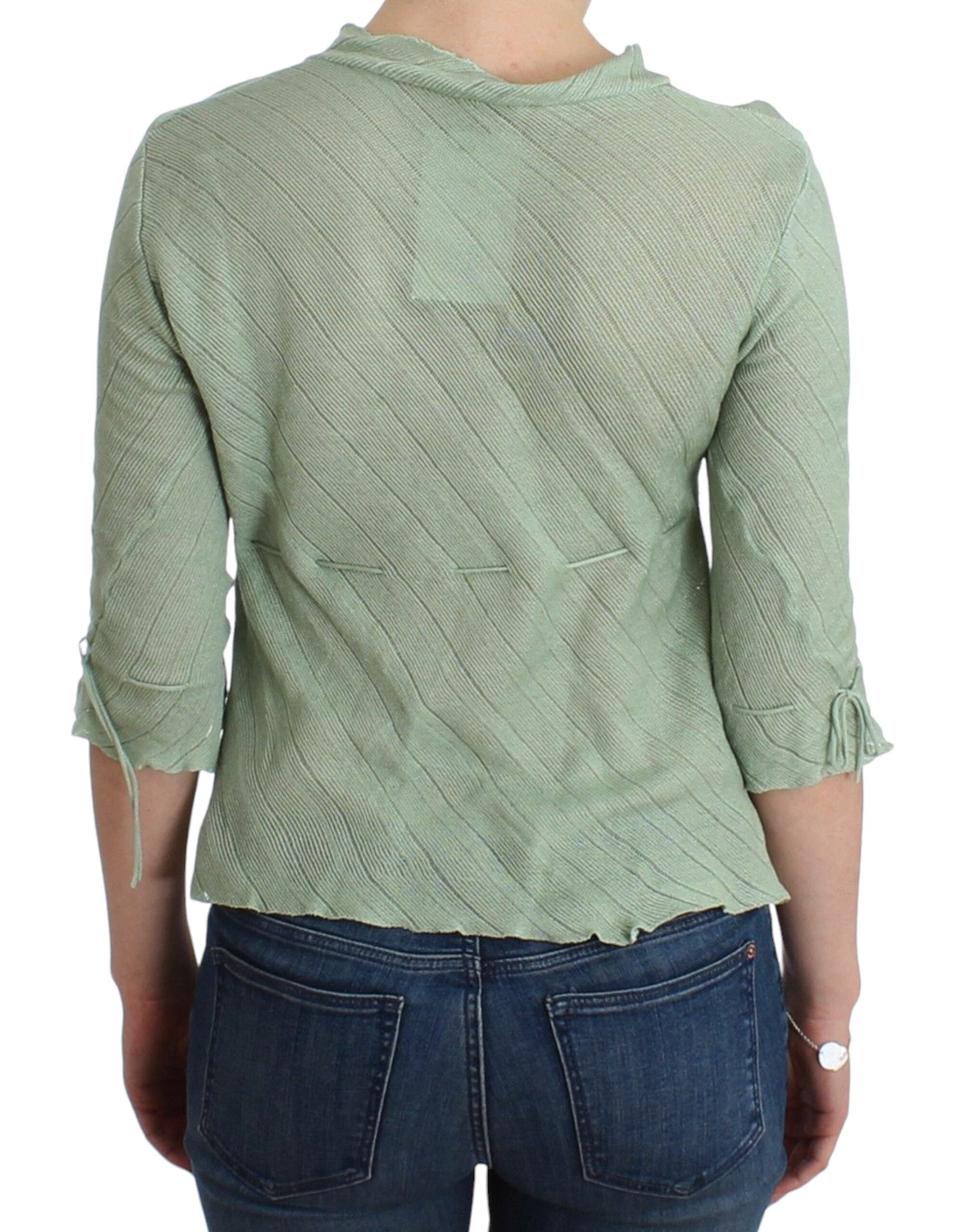 Chic Green Knitted Top – Ethereal Elegance - ventzia