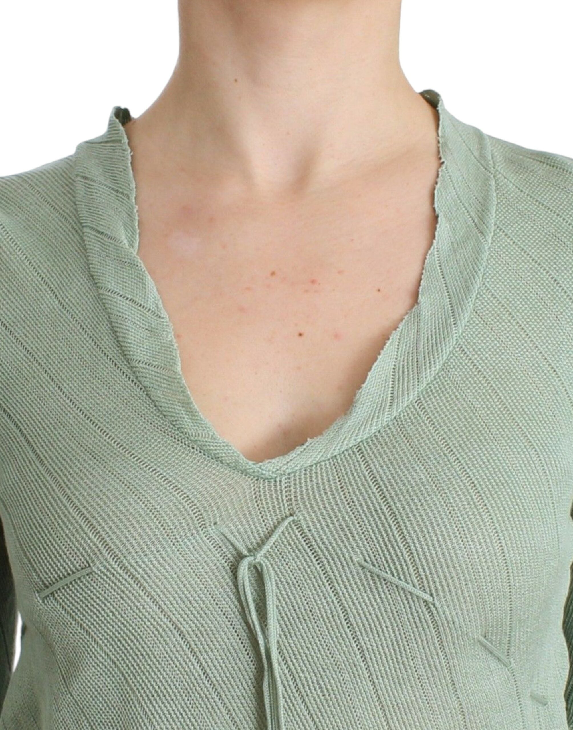 Chic Green Knitted Top – Ethereal Elegance - ventzia