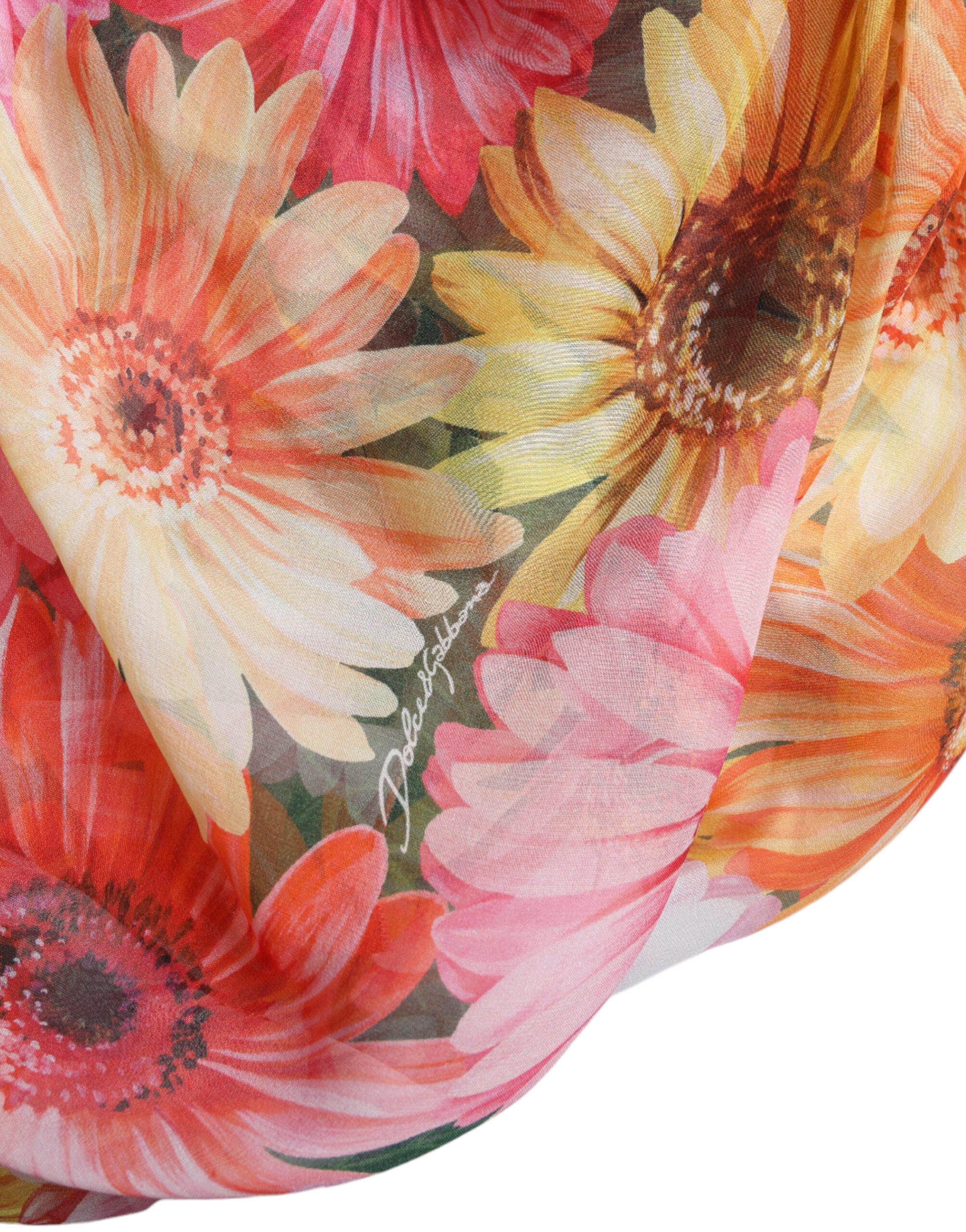 Multicolor Sunflower Print Silk Midi Dress - ventzia