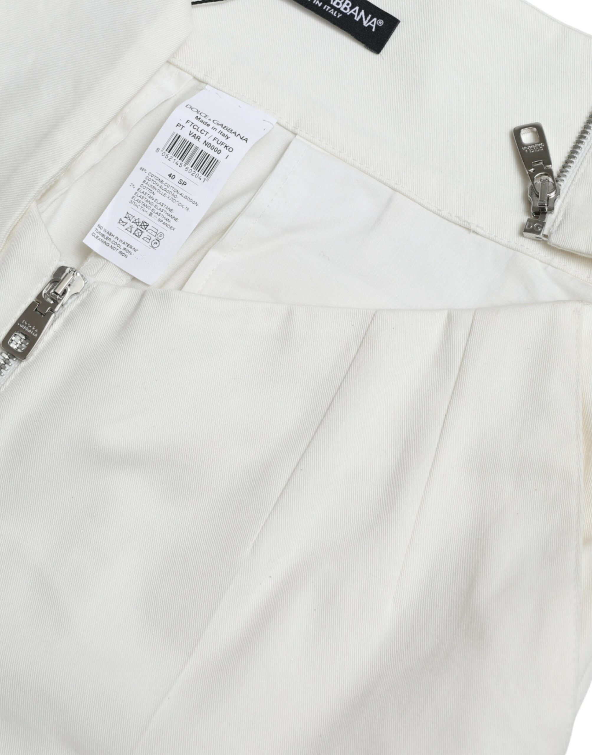 Black White Cotton Cut Out Waist Tapered Pants - ventzia