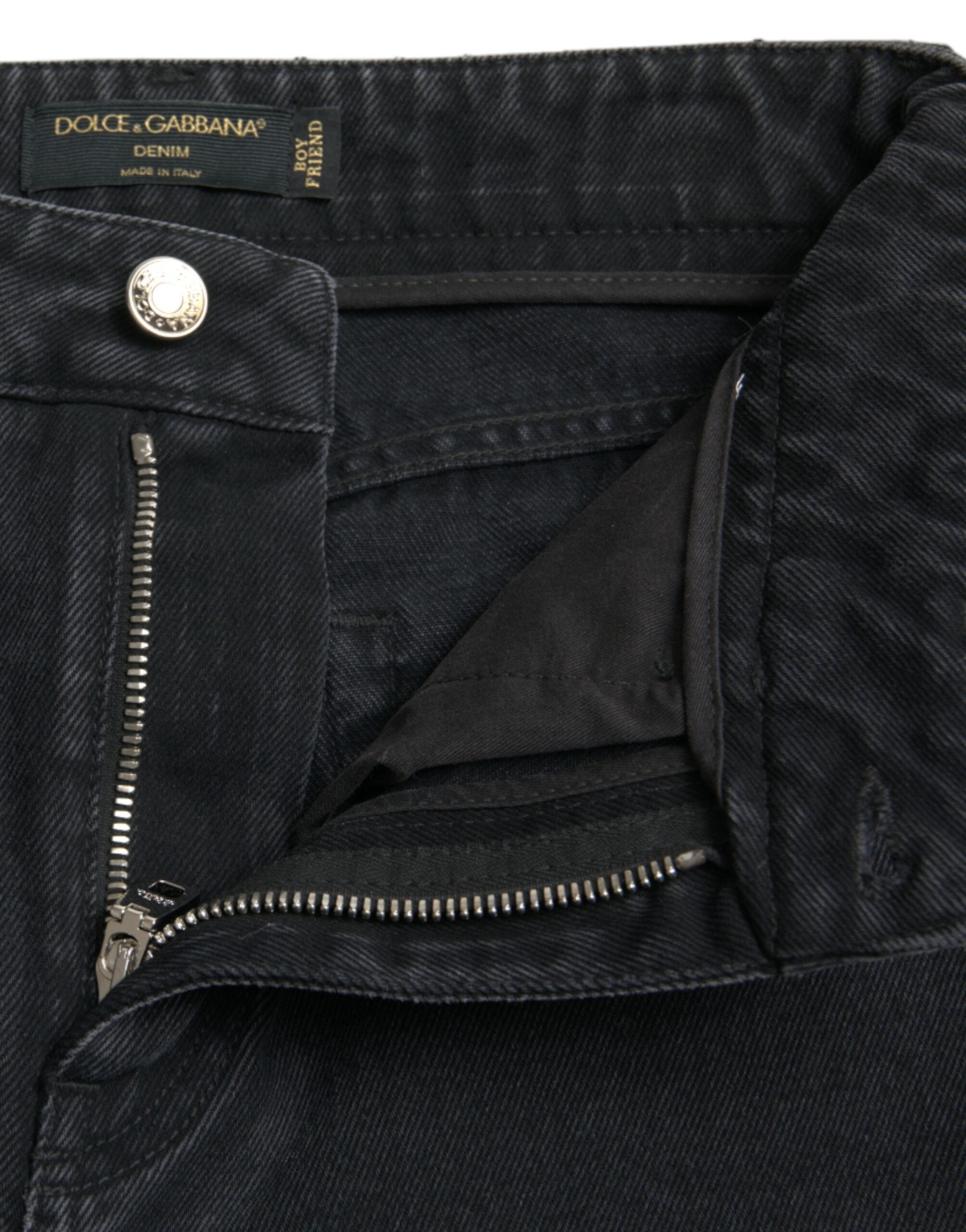 Black Cotton High Waist Tattered Denim Jeans - ventzia