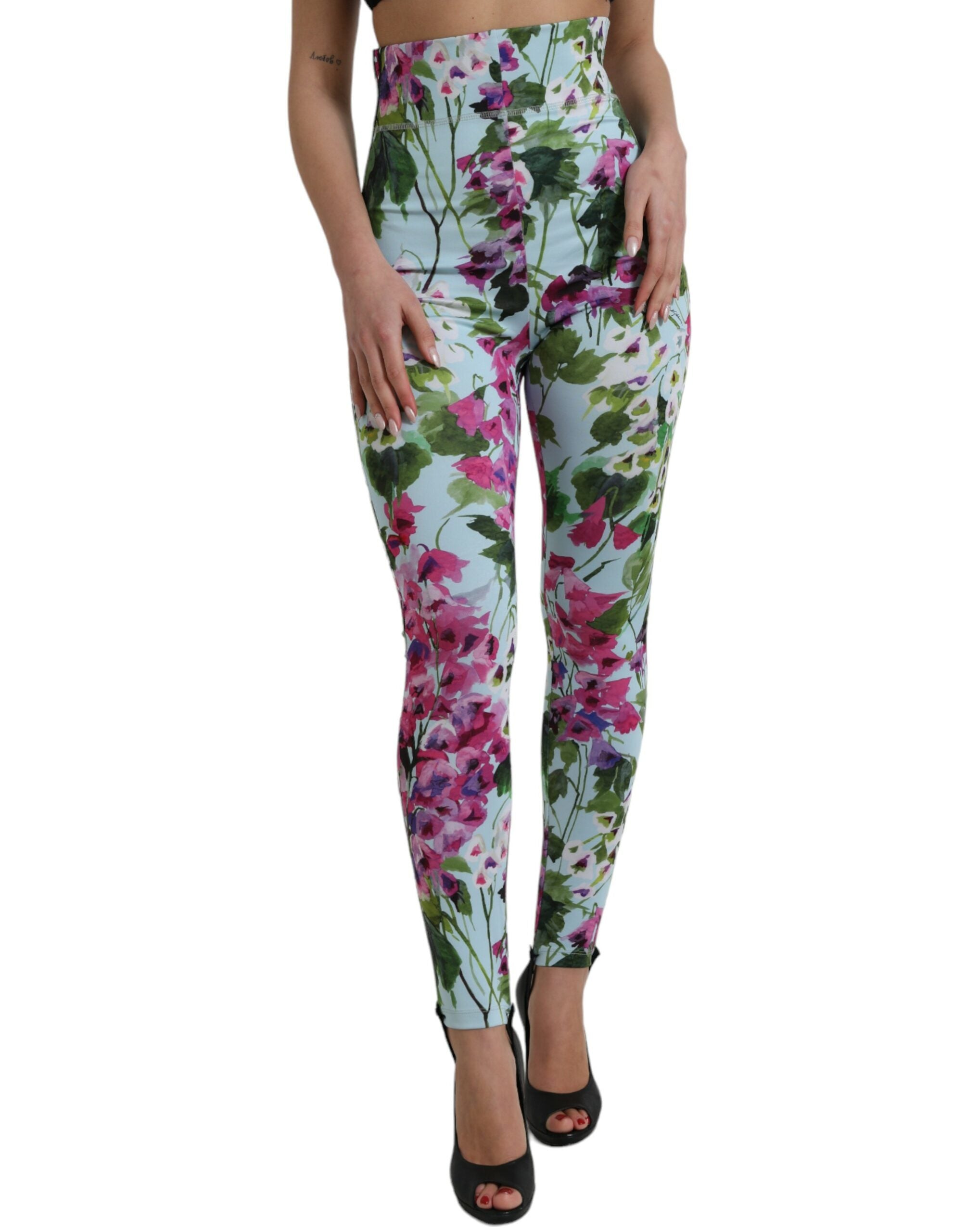 Multicolor Floral High Waist Leggings Pants - ventzia