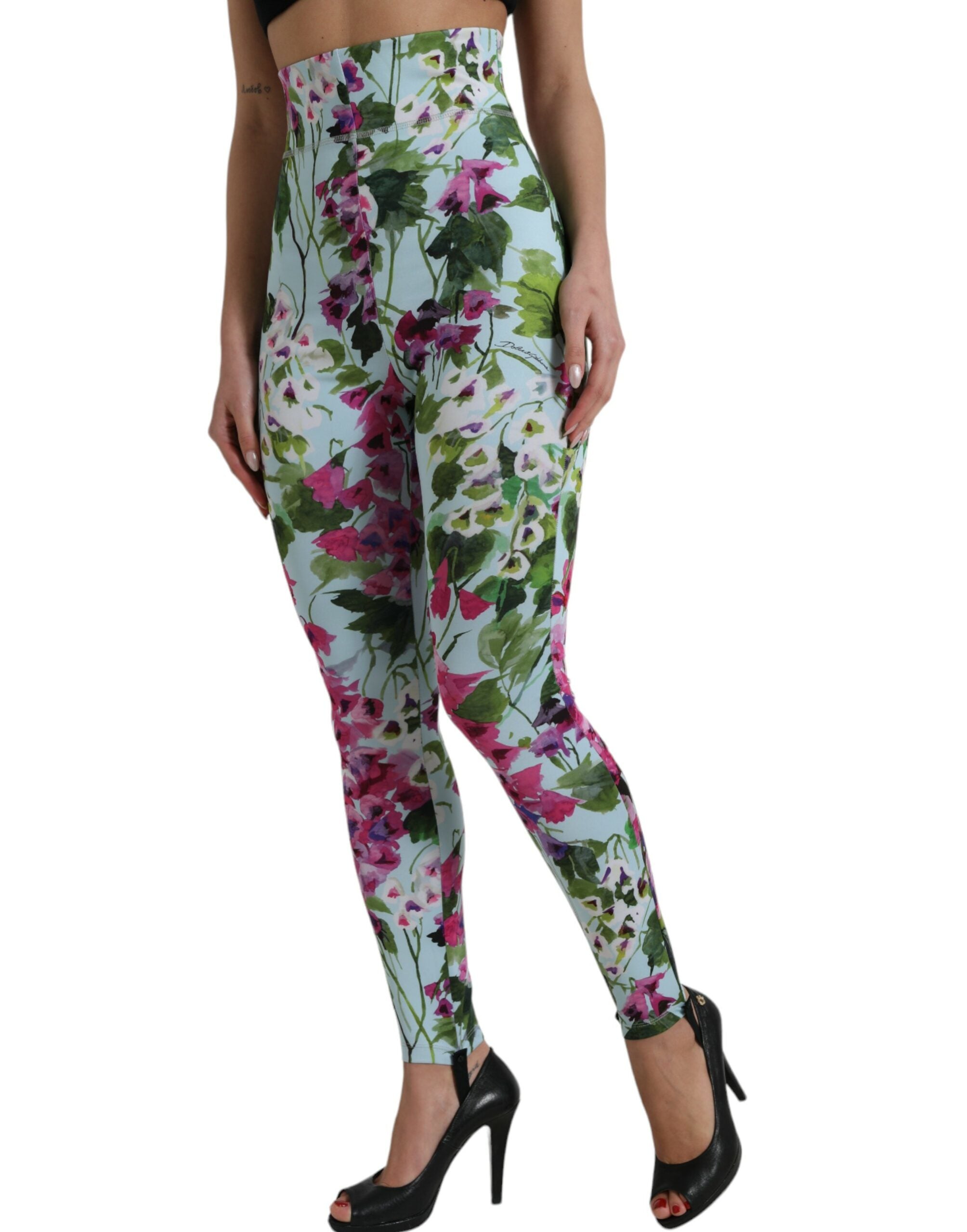 Multicolor Floral High Waist Leggings Pants - ventzia