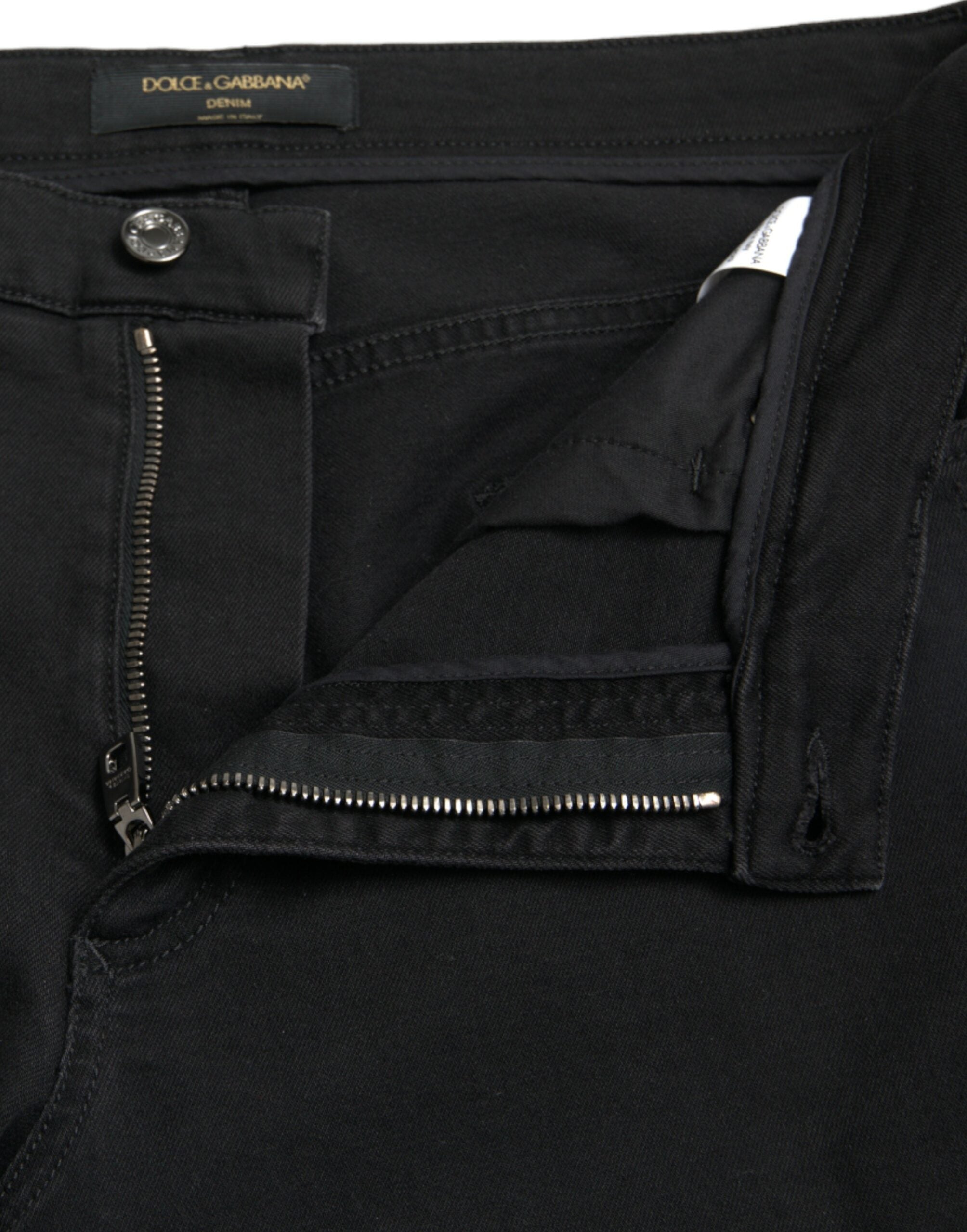 Black Cotton High Waist Tattered Denim Jeans - ventzia