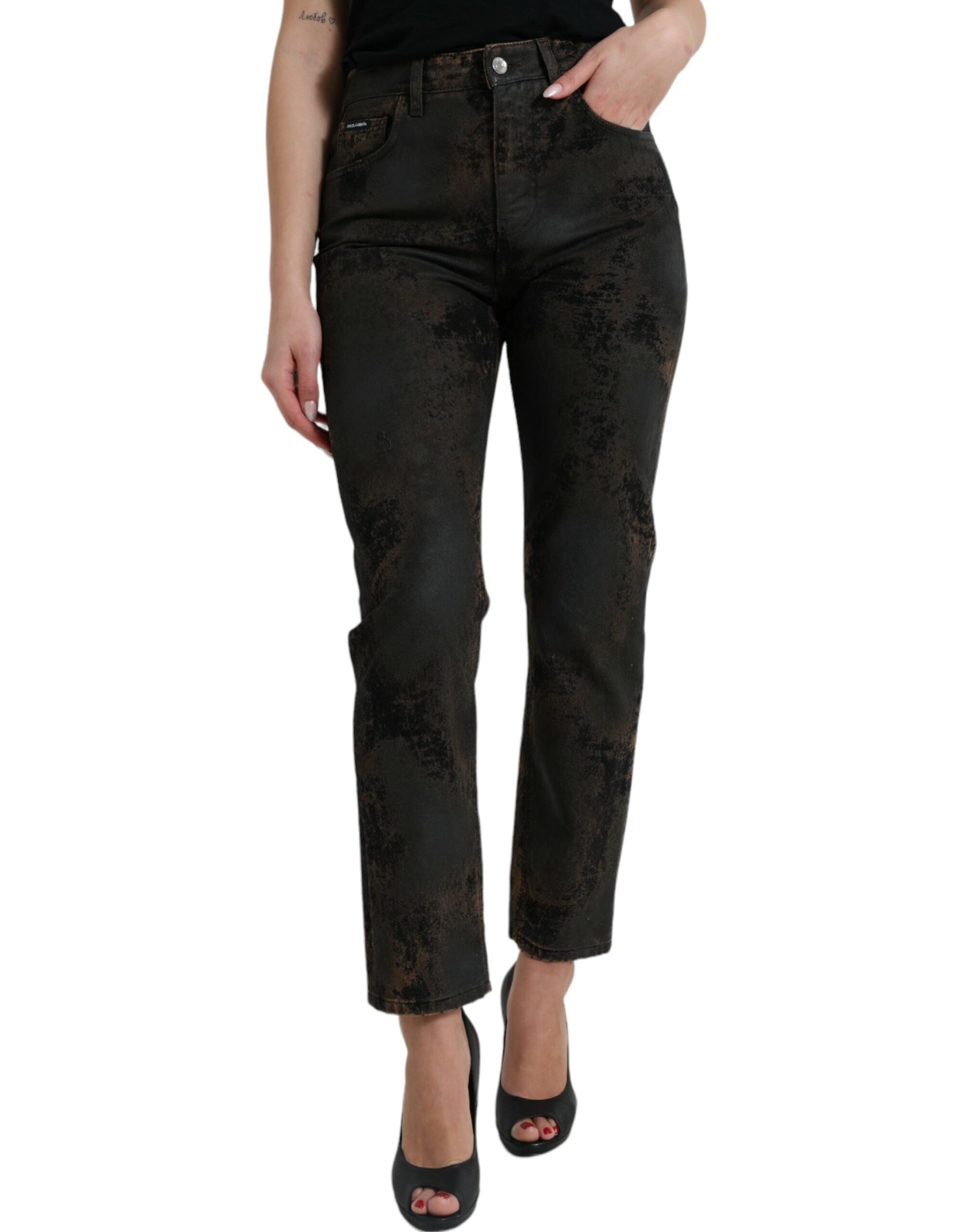 Brown BOYFRIEND Mid Waist Cotton Denim Jeans - ventzia
