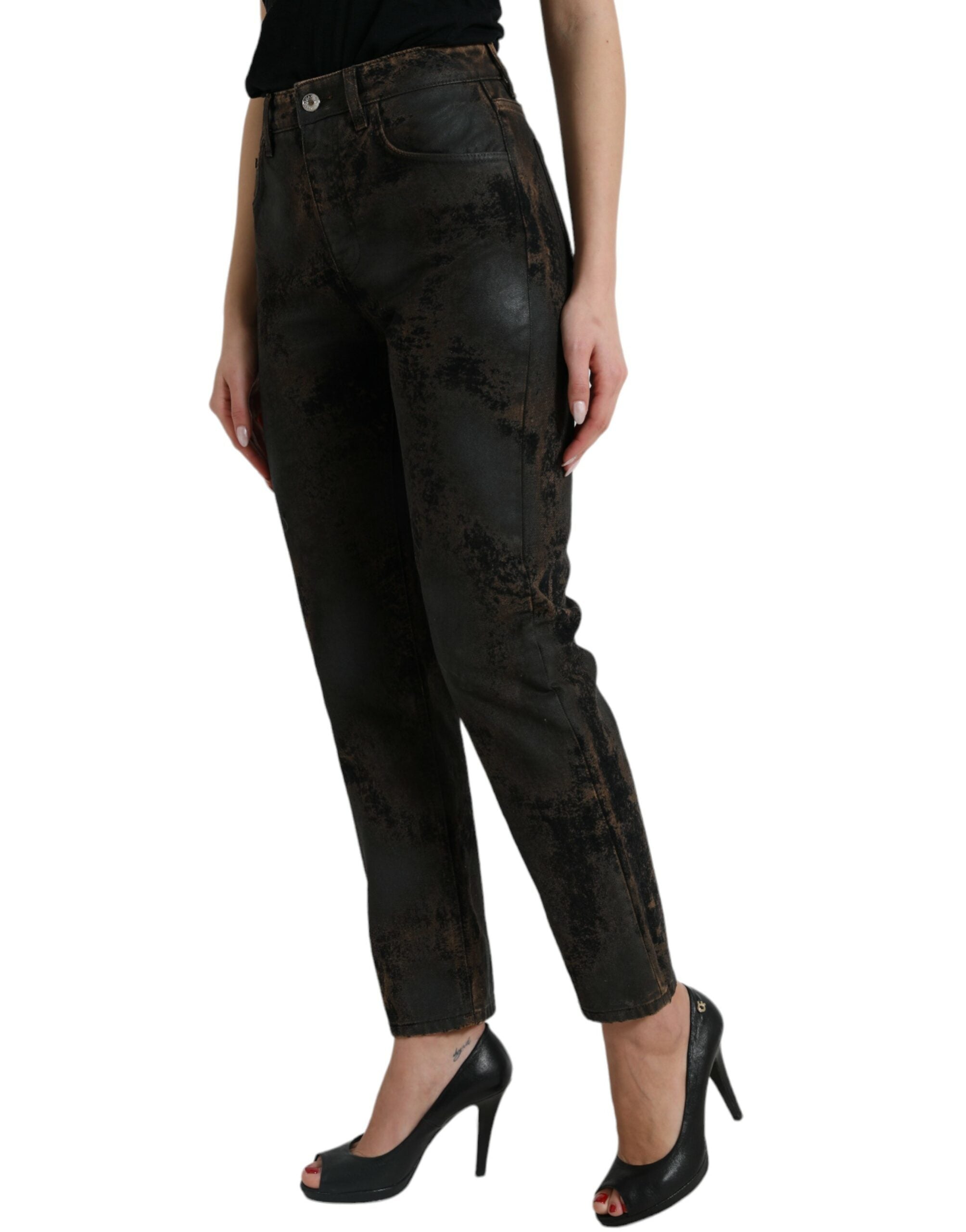 Brown BOYFRIEND Mid Waist Cotton Denim Jeans - ventzia