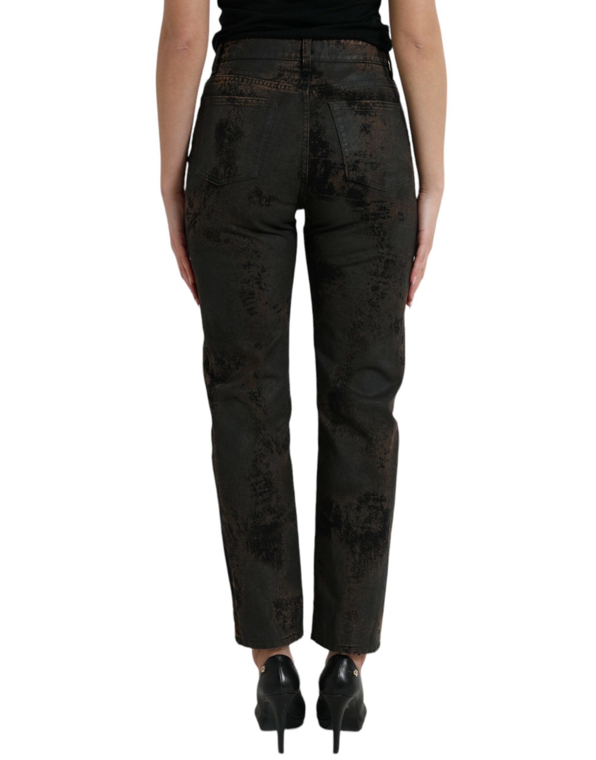 Brown BOYFRIEND Mid Waist Cotton Denim Jeans - ventzia