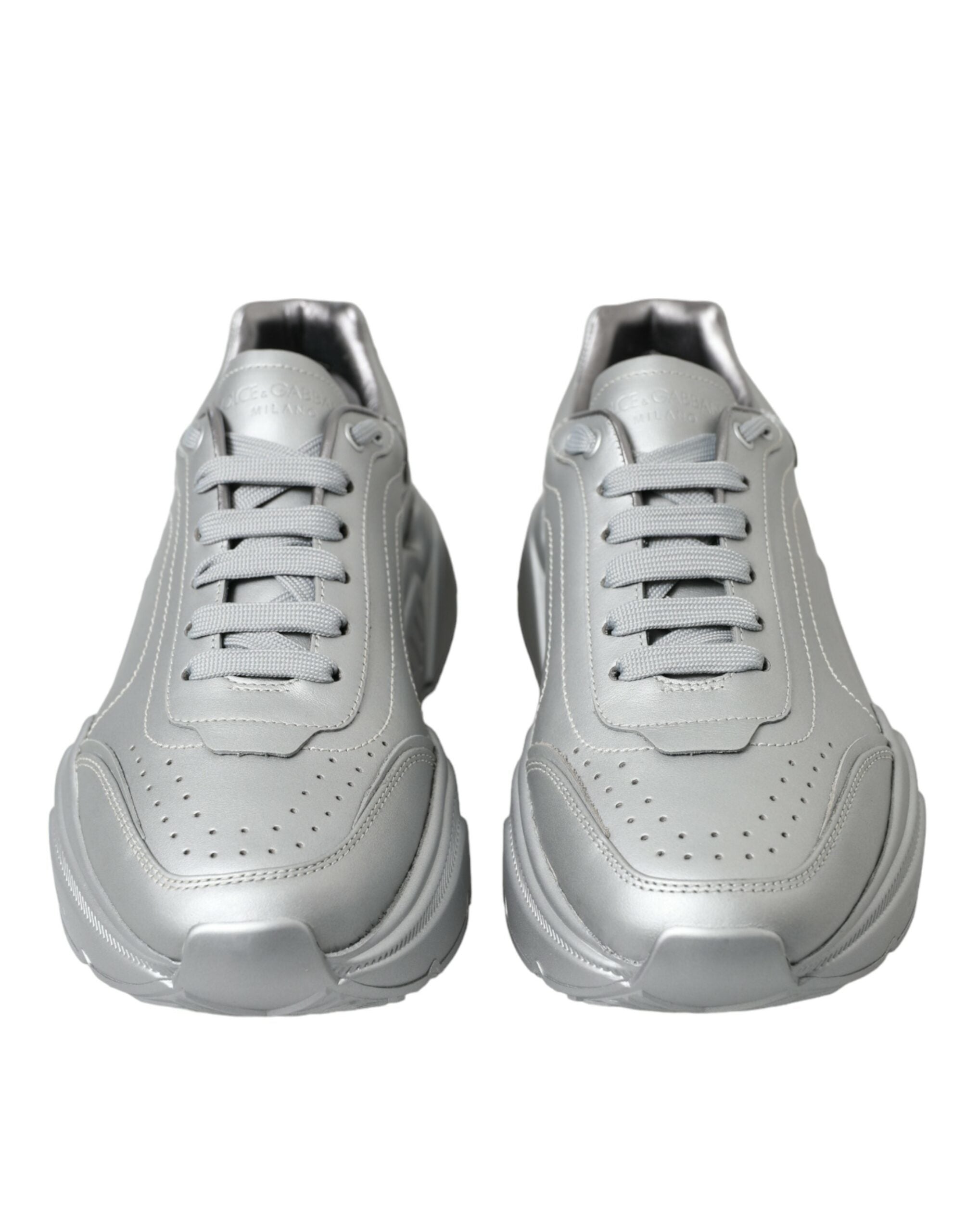 Silver DAYMASTER Leather Men Casual Sneakers Shoes - ventzia