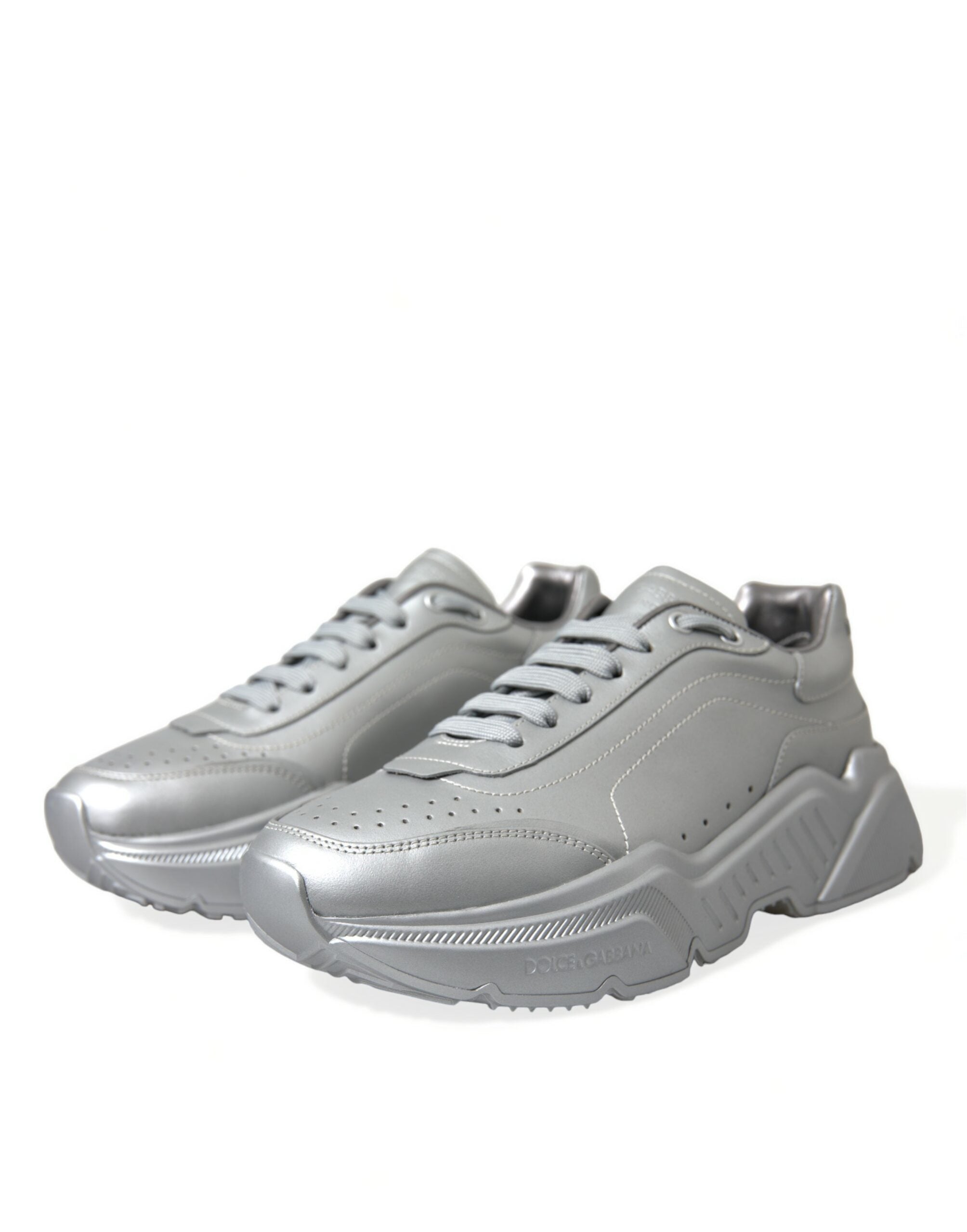 Silver DAYMASTER Leather Men Casual Sneakers Shoes - ventzia