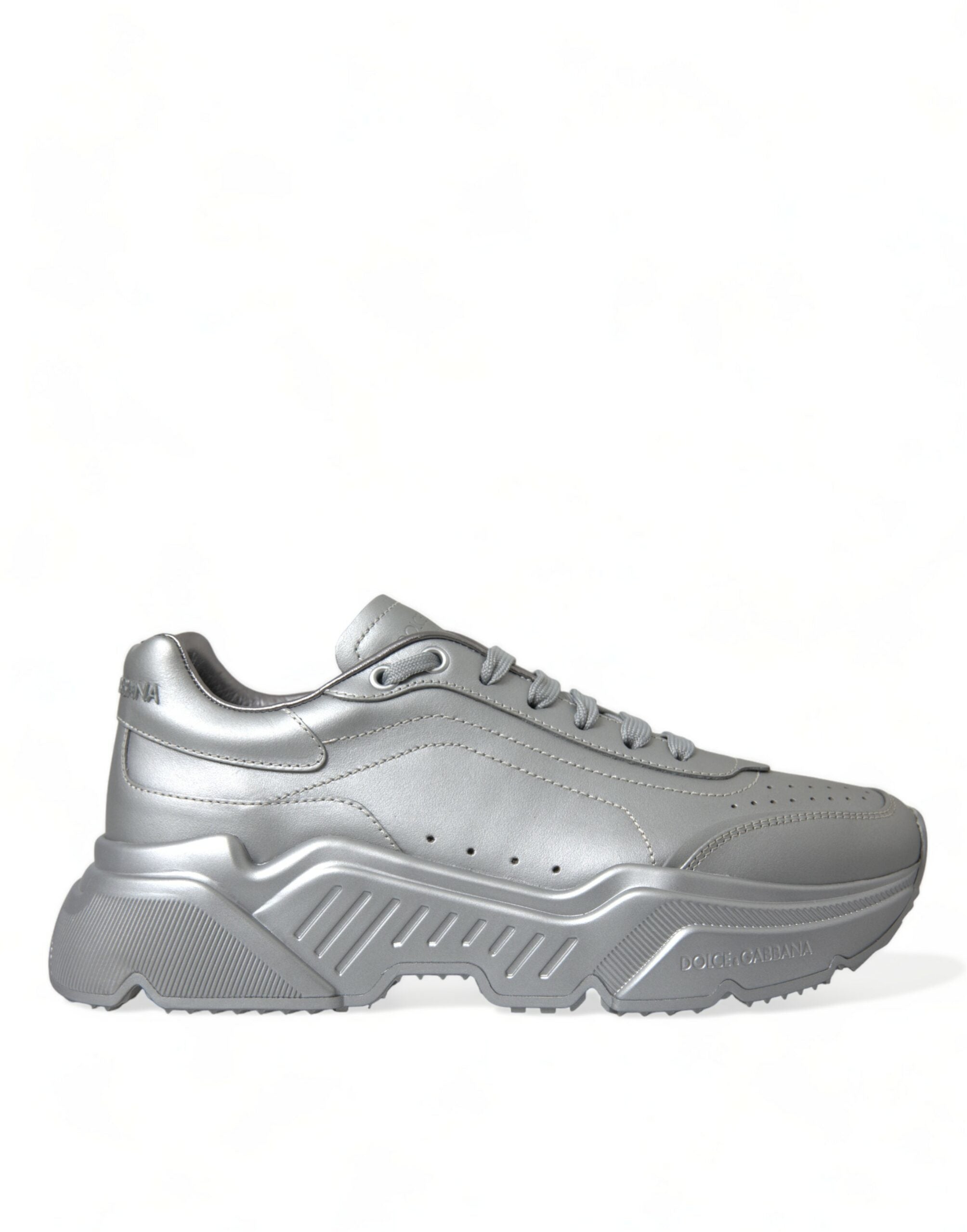 Silver DAYMASTER Leather Men Casual Sneakers Shoes - ventzia