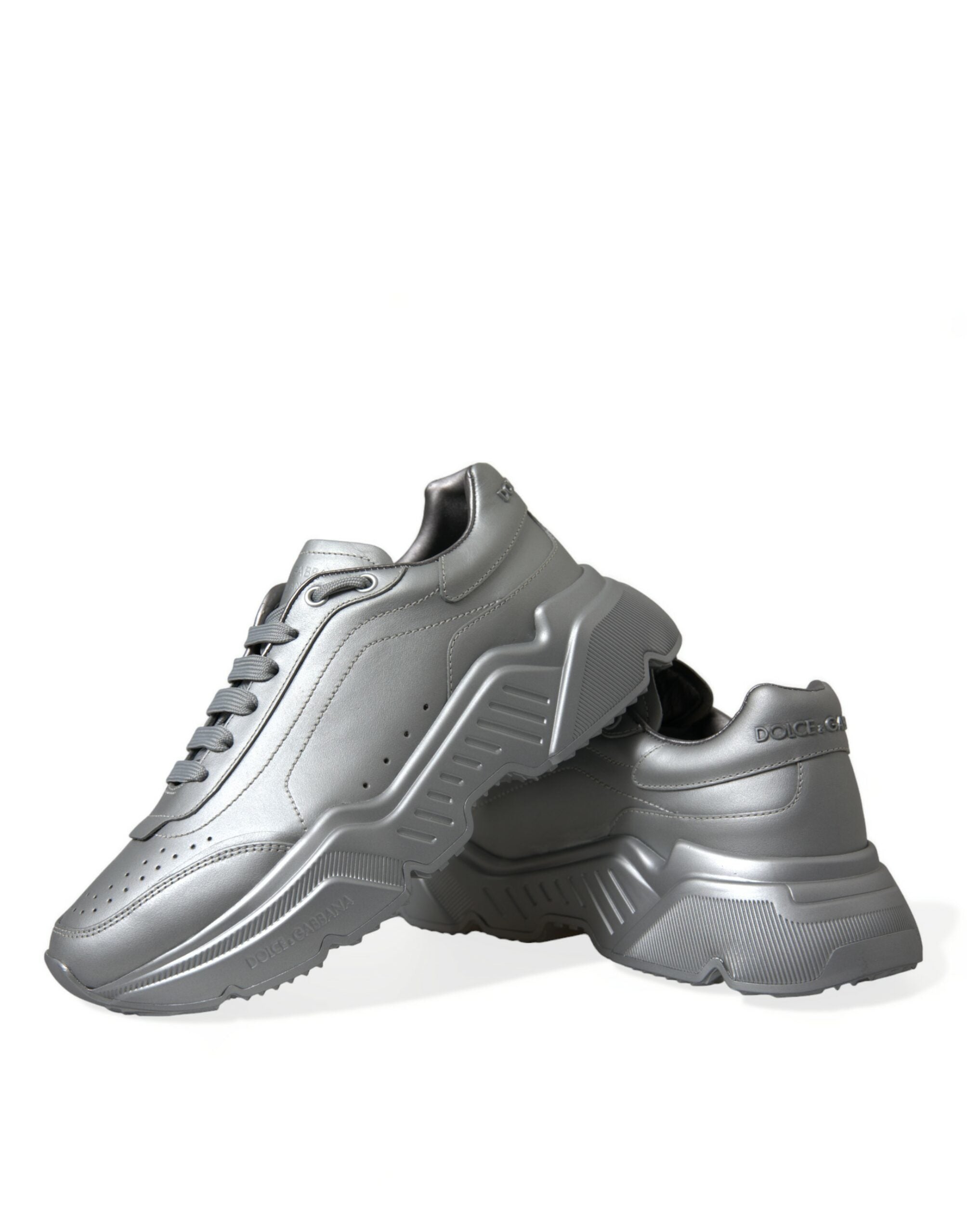 Silver DAYMASTER Leather Men Casual Sneakers Shoes - ventzia