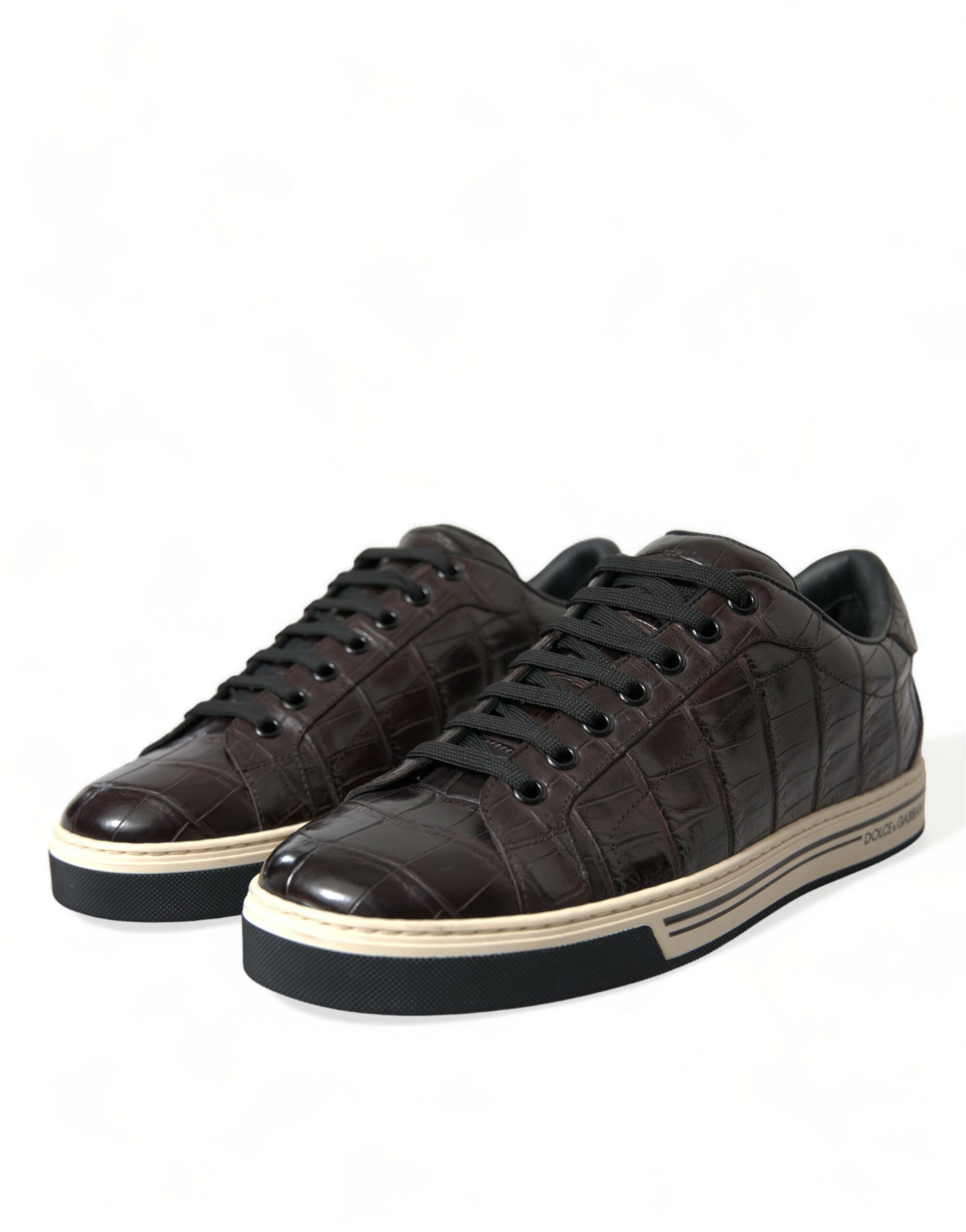 Brown Croc Exotic Leather Men Casual Sneakers Shoes - ventzia
