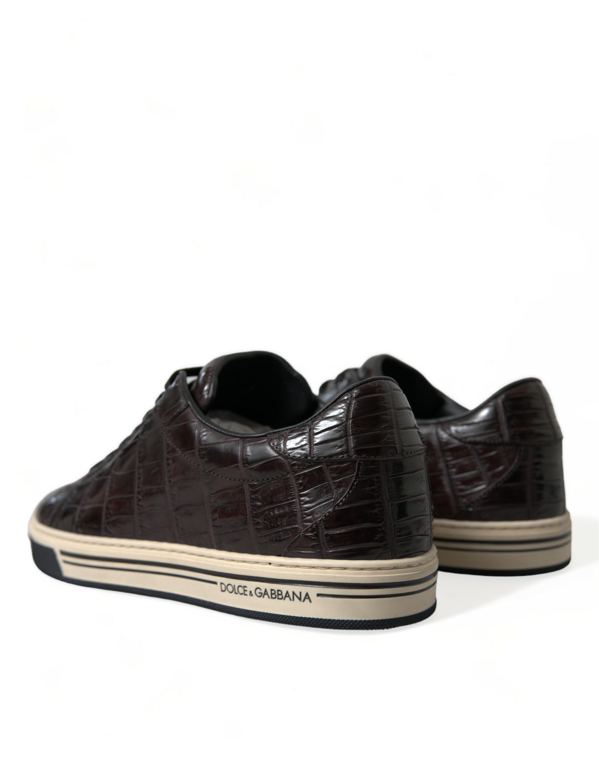 Brown Croc Exotic Leather Men Casual Sneakers Shoes - ventzia