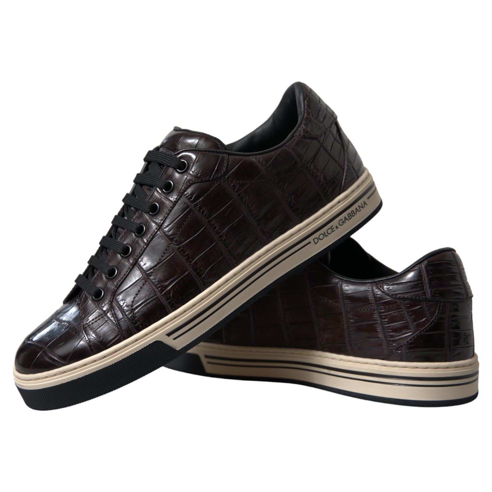 Brown Croc Exotic Leather Men Casual Sneakers Shoes - ventzia