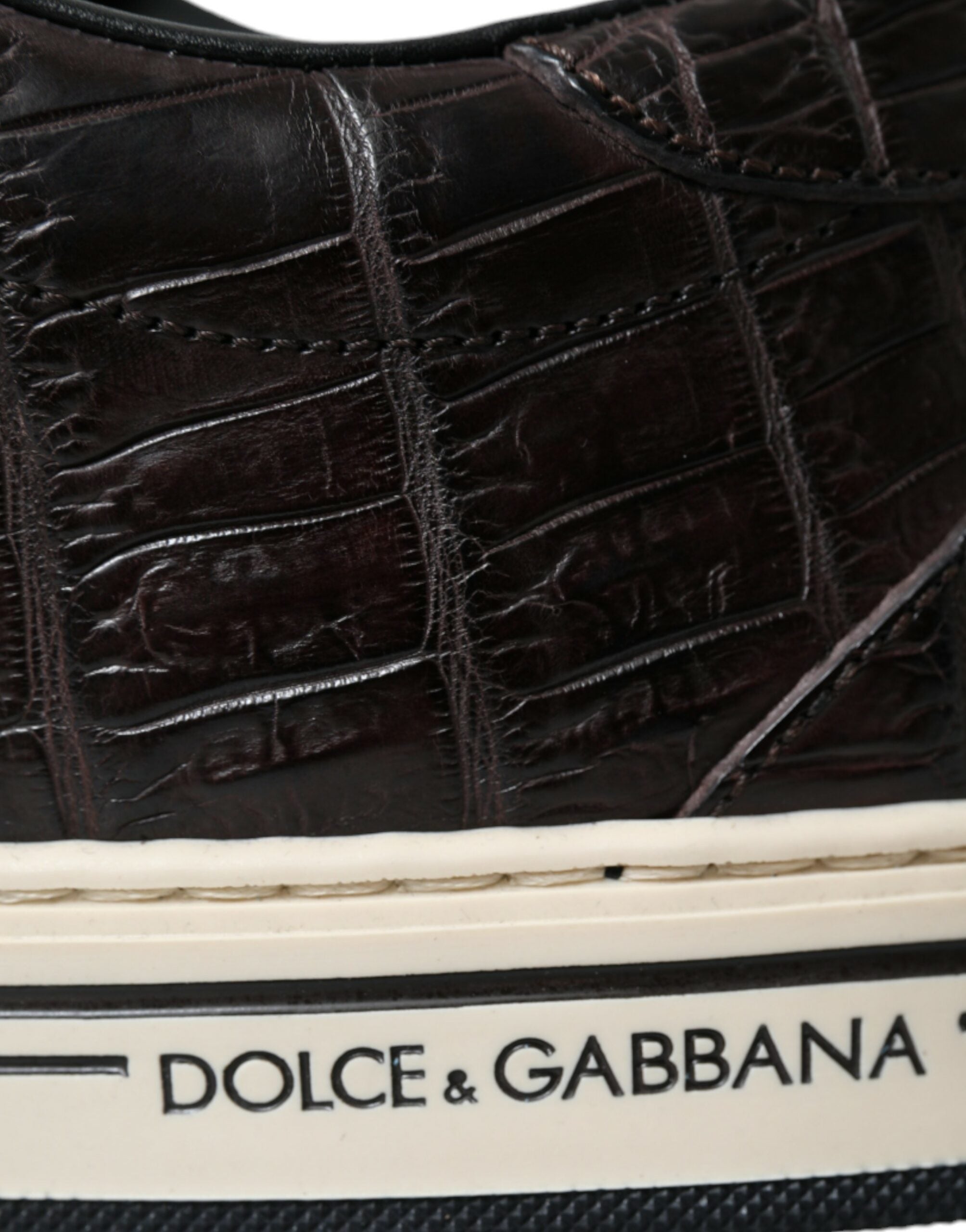 Brown Croc Exotic Leather Men Casual Sneakers Shoes - ventzia