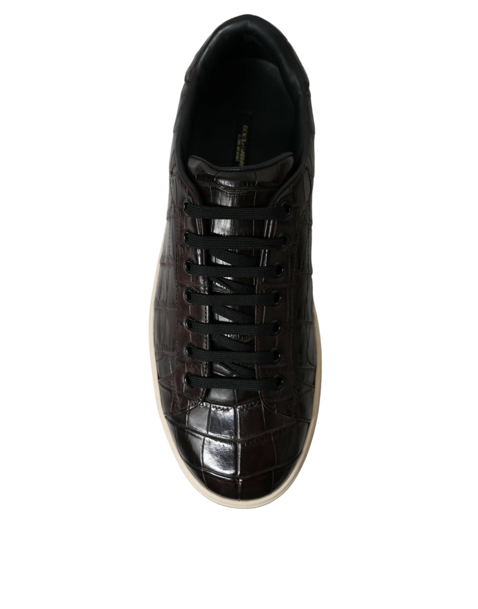 Brown Croc Exotic Leather Men Casual Sneakers Shoes - ventzia
