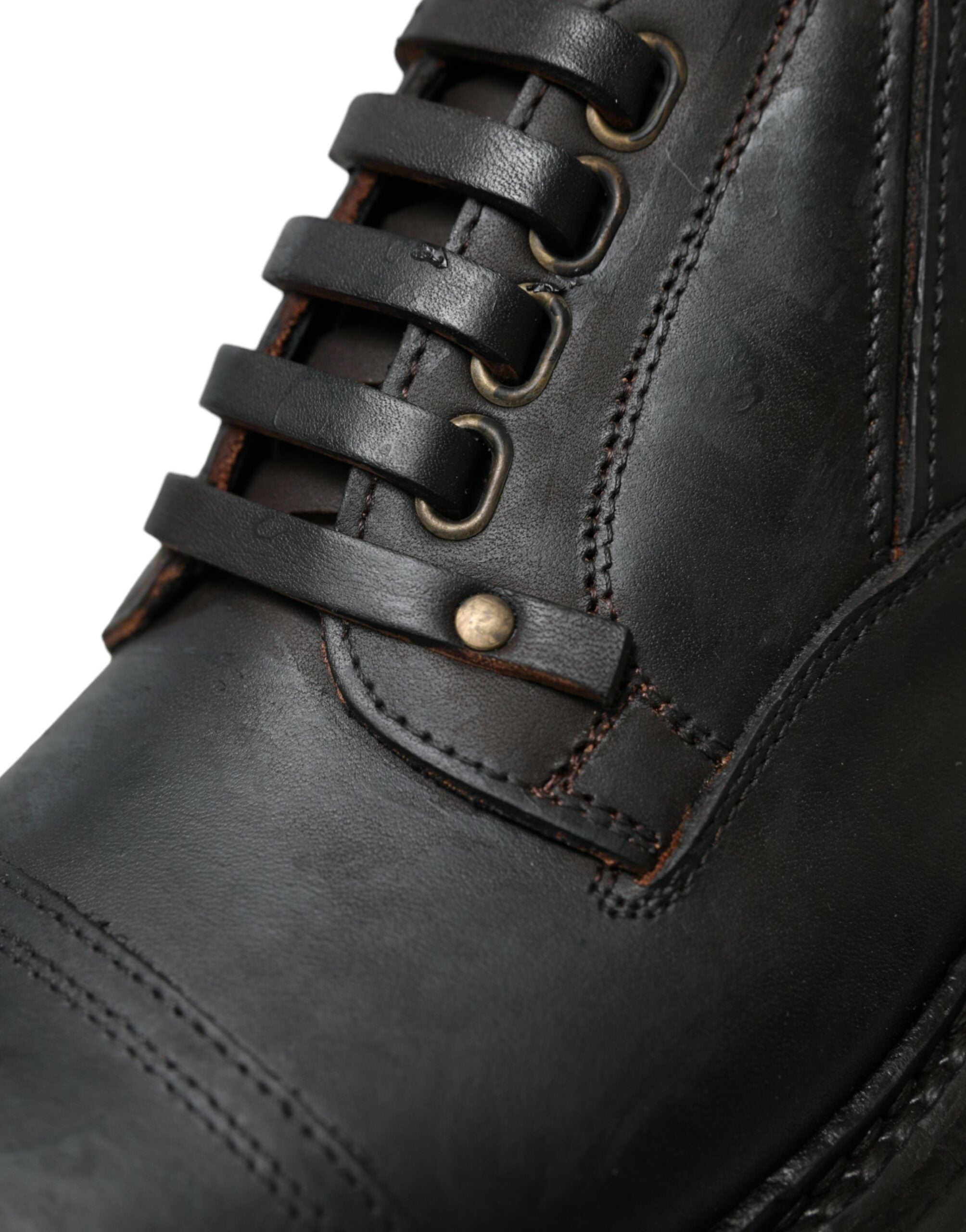 Brown Leather Lace Up Derby Men Dress Shoes - ventzia