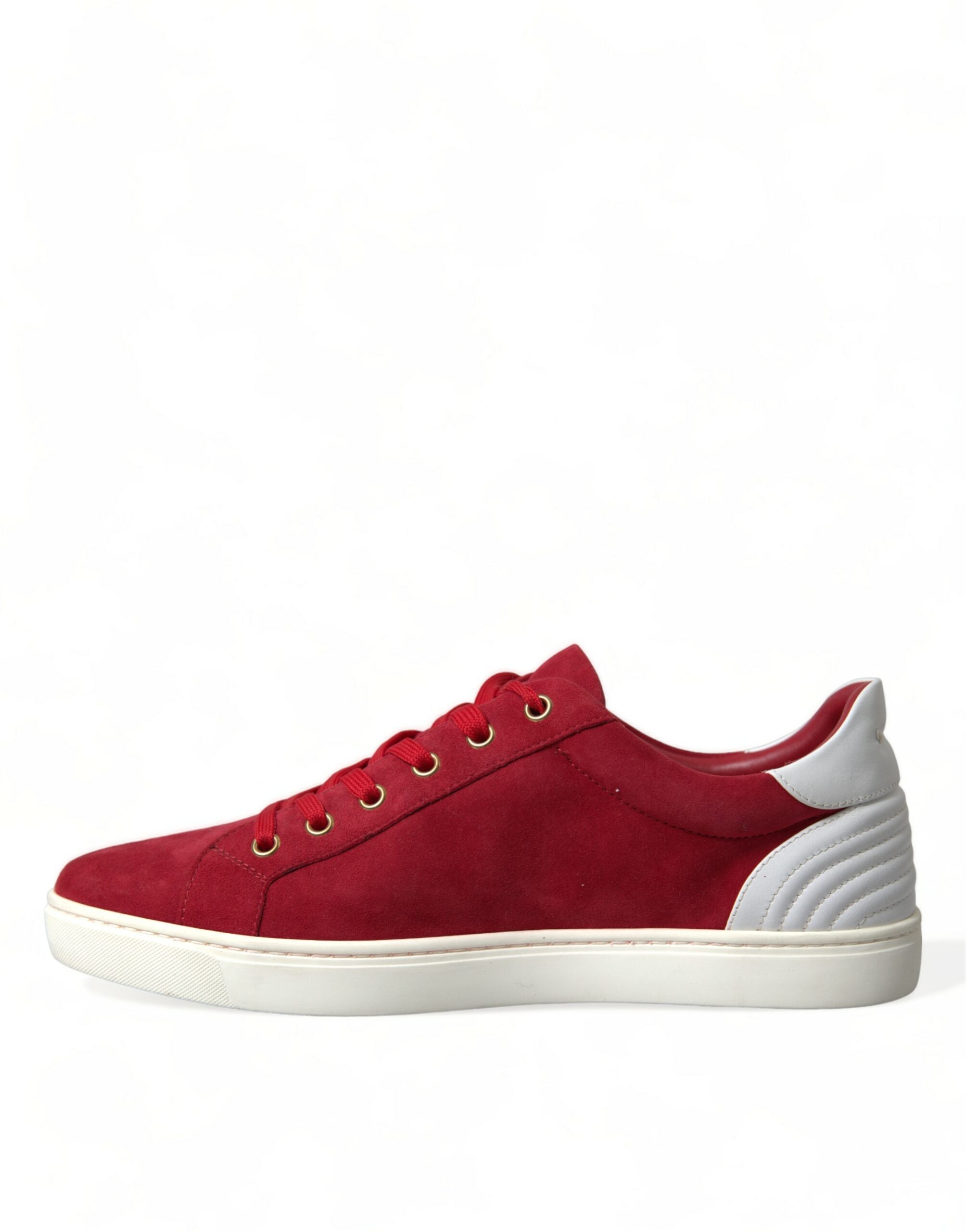 Red Suede Leather Men Low Top Sneakers Shoes - ventzia