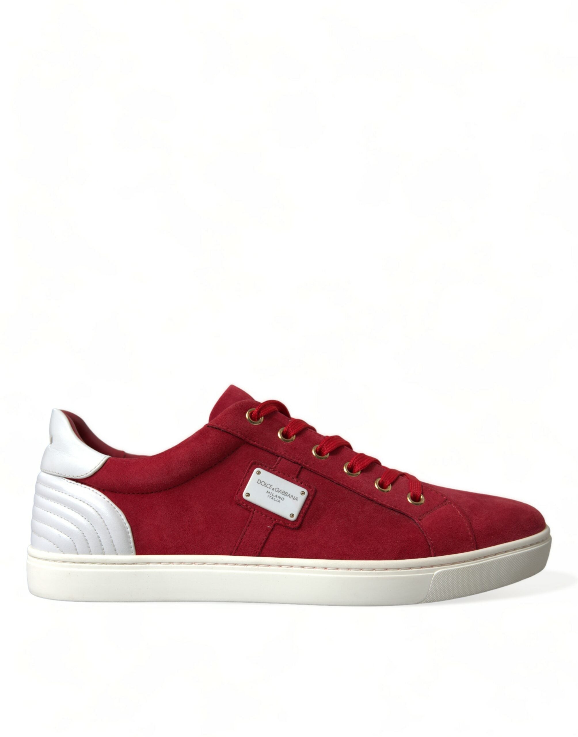 Red Suede Leather Men Low Top Sneakers Shoes - ventzia