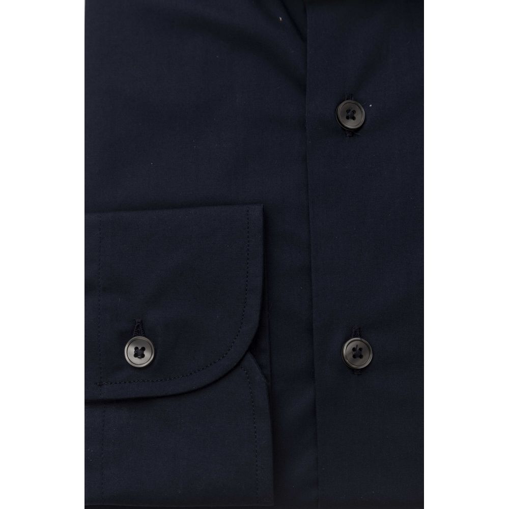 Blue Cotton Men Slim Shirt - ventzia