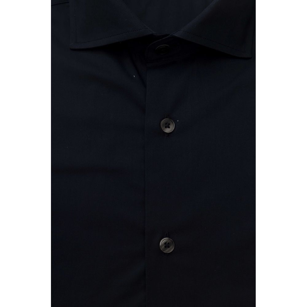 Blue Cotton Men Slim Shirt - ventzia