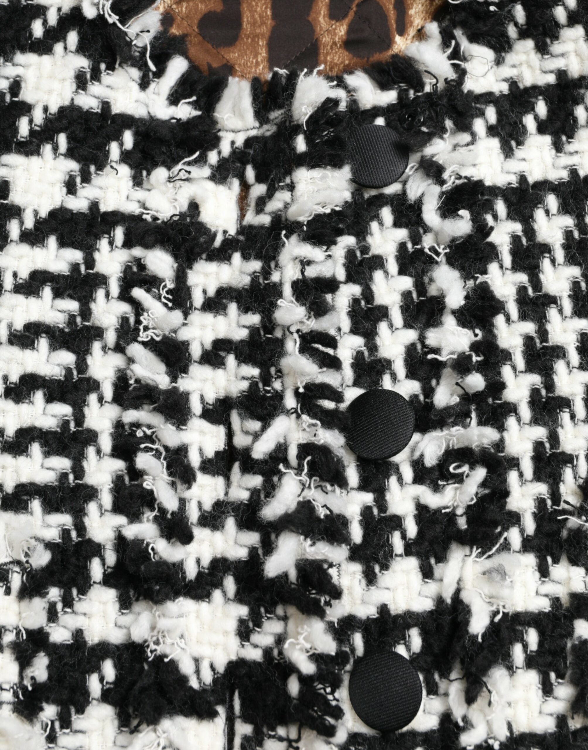 Black White Houndstooth Trench Coat Jacket - ventzia